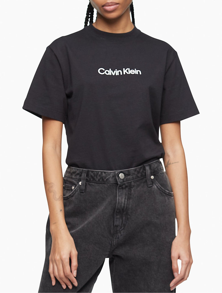 Women Relaxed Crewneck Klein Calvin T-Shirt Standard - Fit Logo