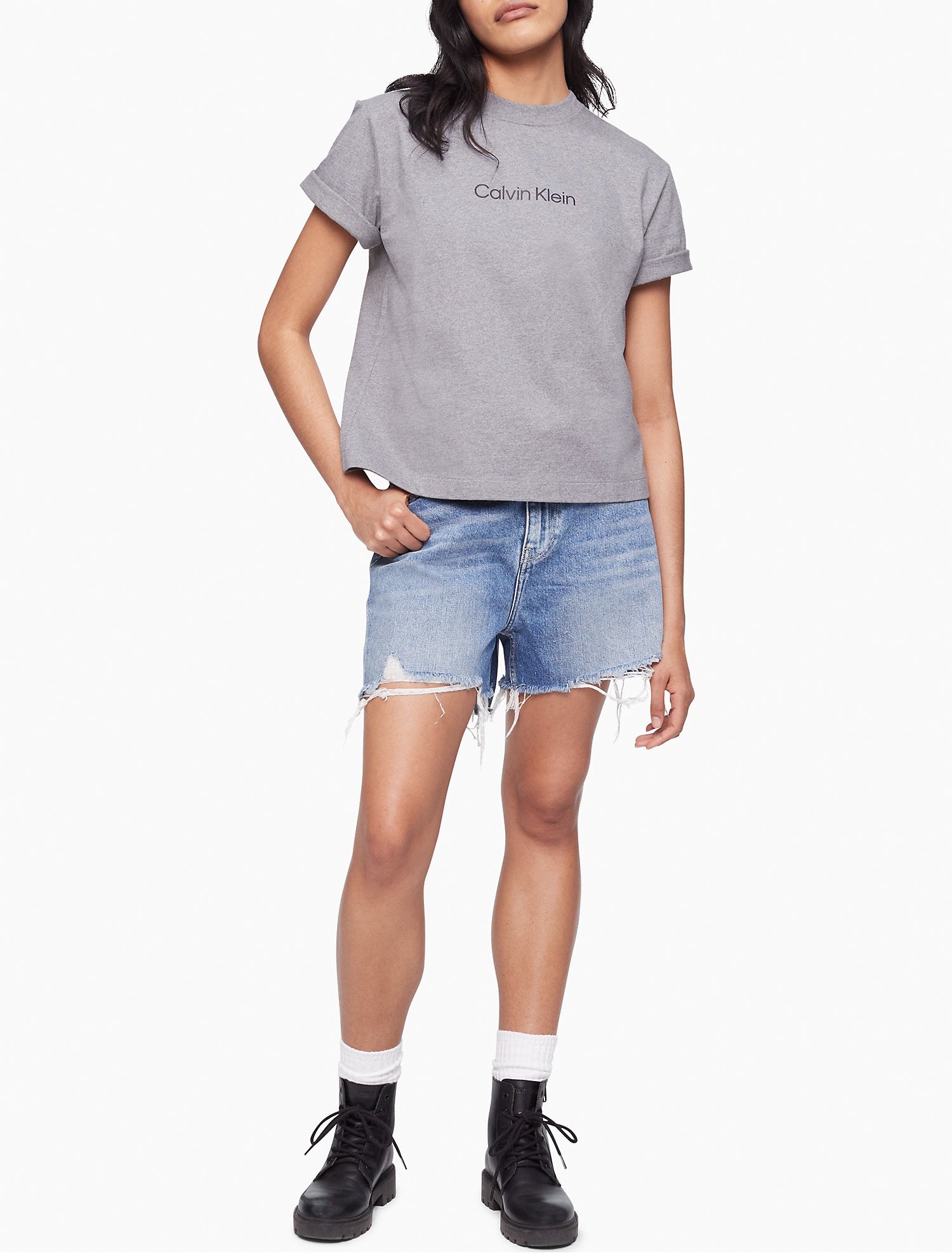 Calvin Klein Relaxed Fit Standard Logo Crewneck T-Shirt - Women