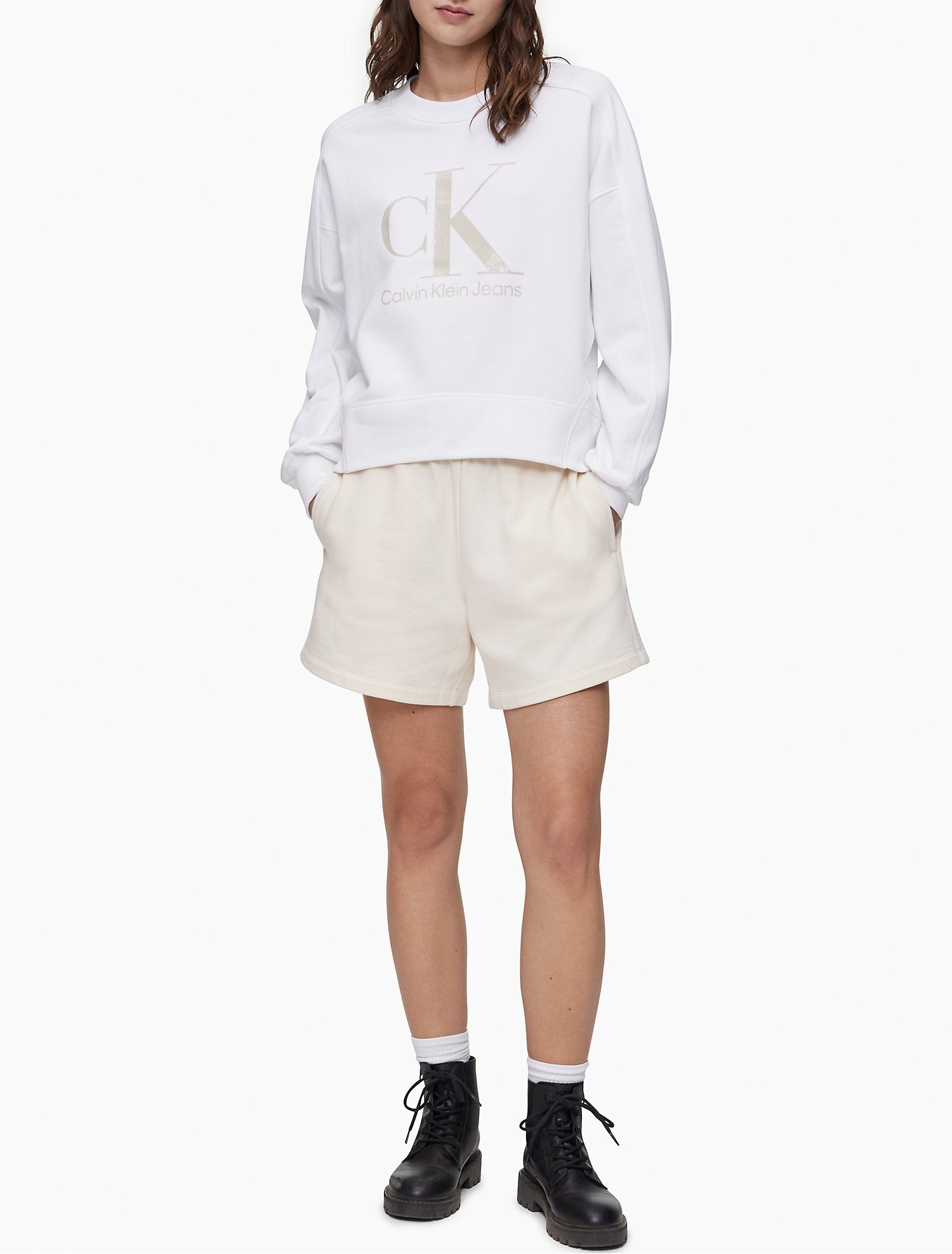 Calvin Klein Gel Monogram Logo Pullover Sweatshirt - Women