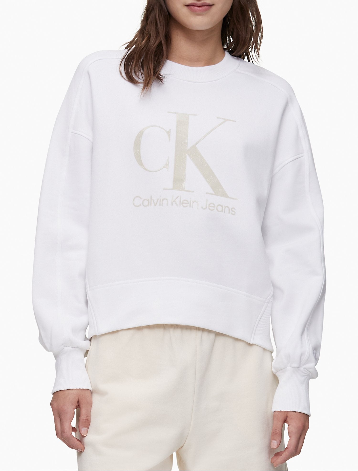 Calvin Klein Women Hoodies + Sweatshirts Bright White- Oshoplin