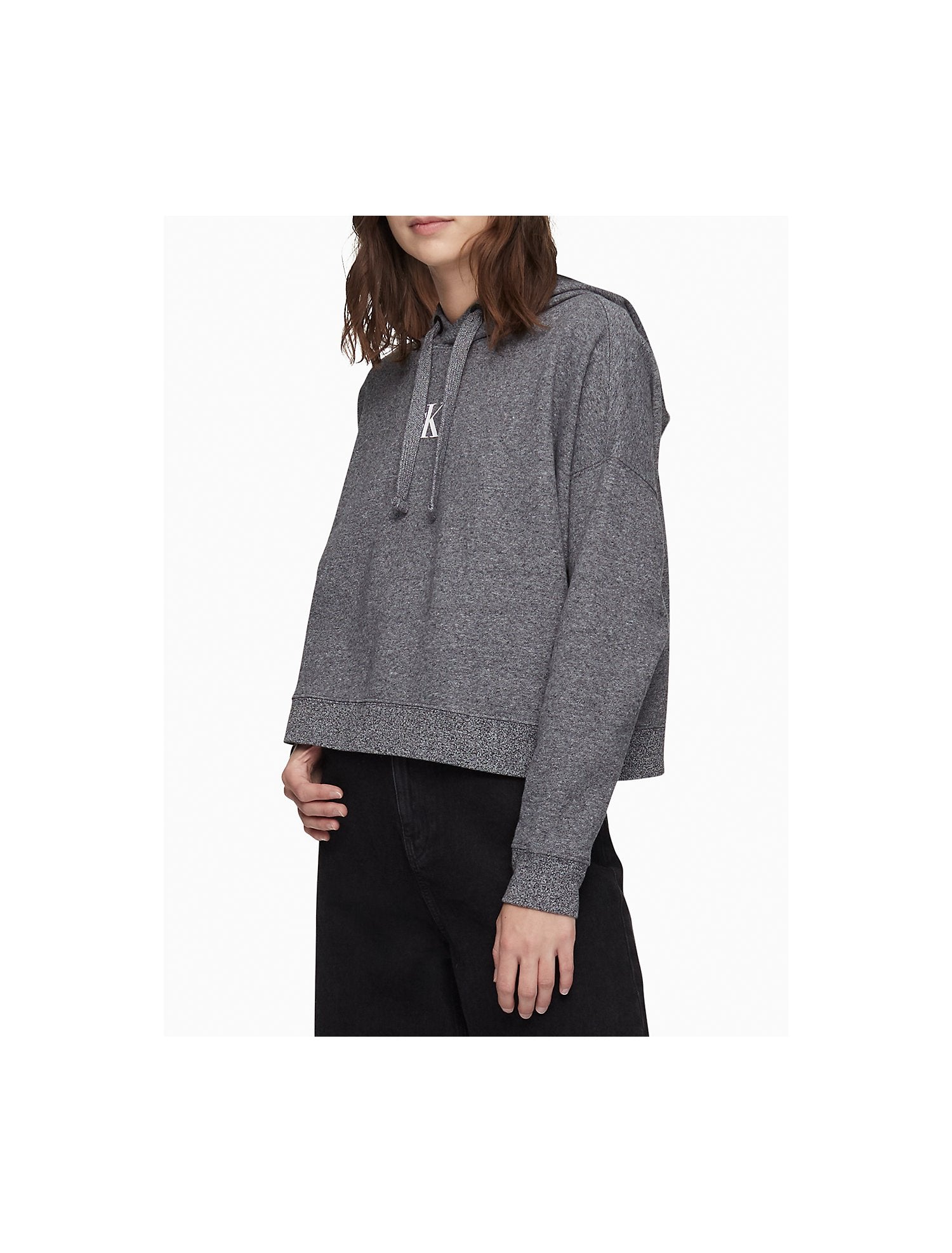Calvin Klein Mini Monogram Logo Cropped Hoodie - Women