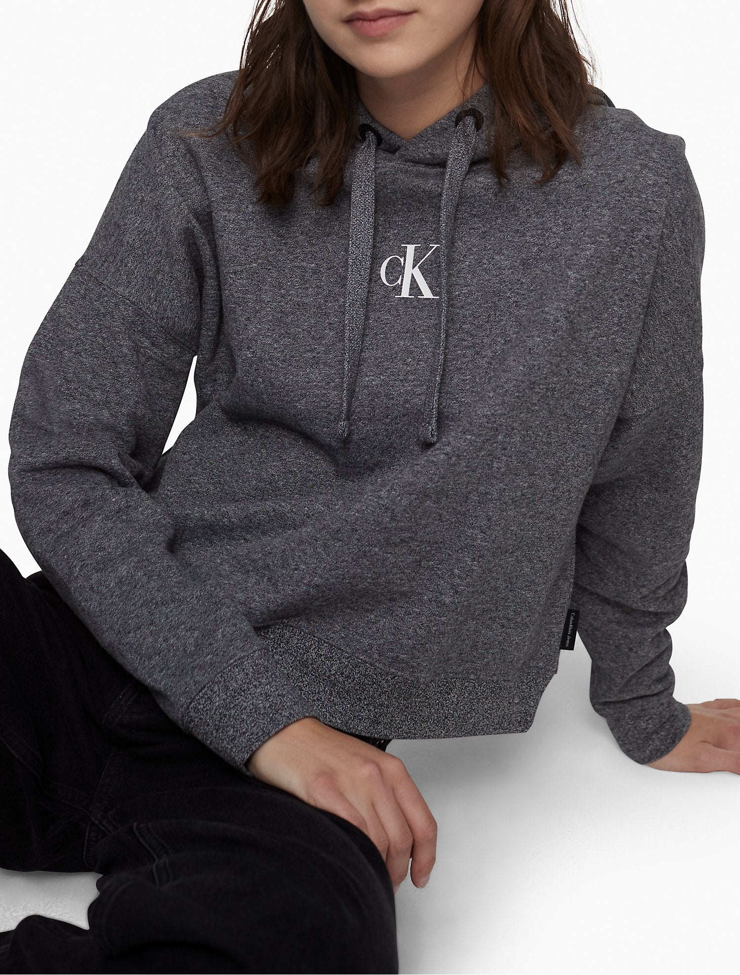 Calvin Klein Women Hoodies + Sweatshirts Black Heather- Oshoplin