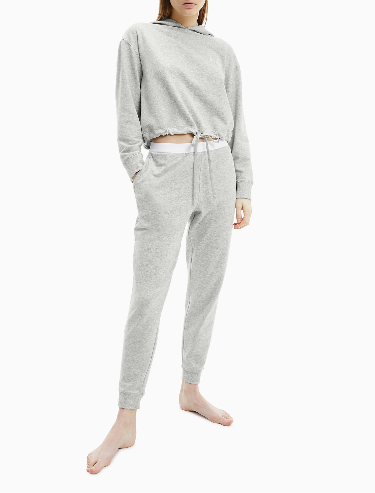 Calvin Klein Women Hoodies + Sweatshirts Pearl Grey Heather- Oshoplin