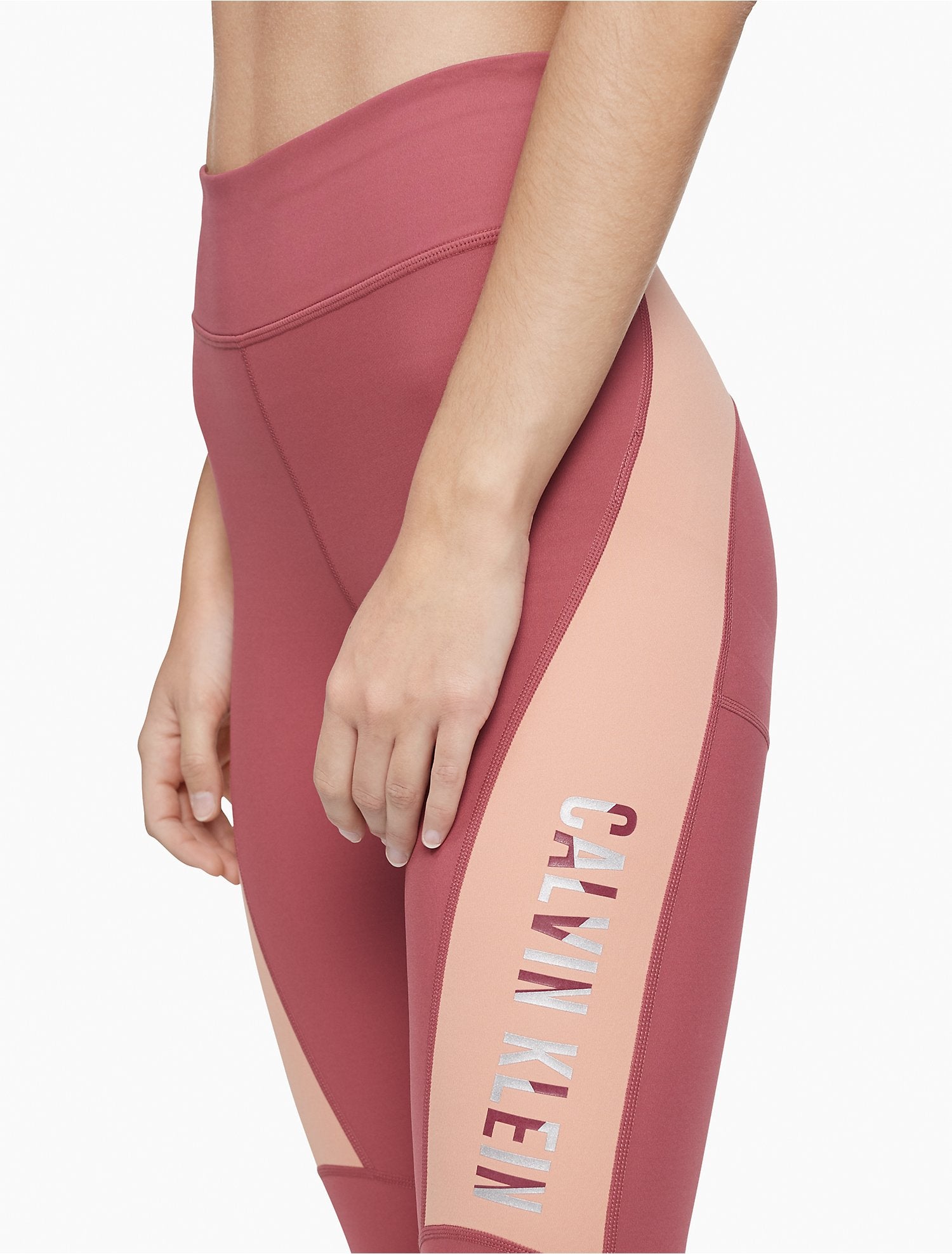 Calvin Klein Performance Womens Colorblocked Logo High-Waist Leggings (XS,  Pink)