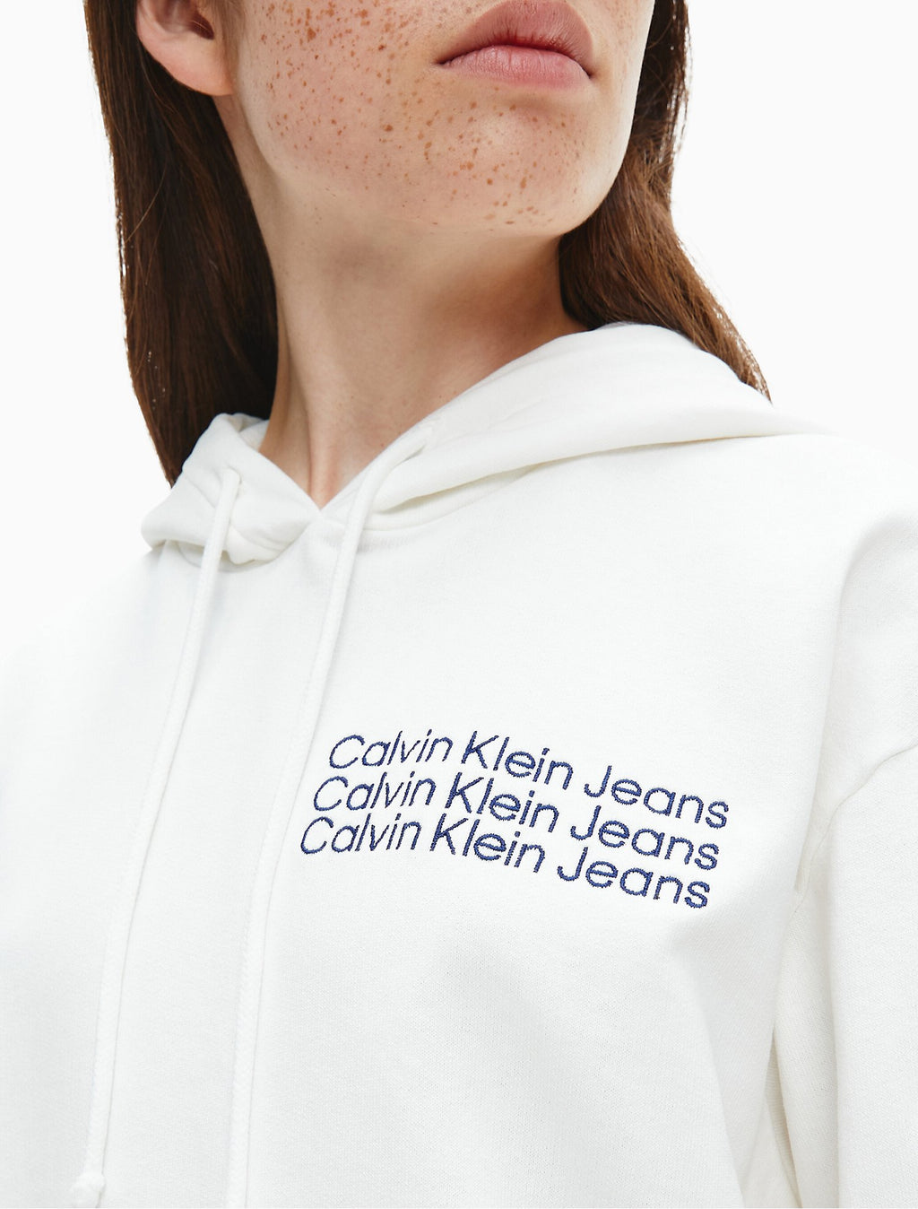 Calvin Klein Recycled Cotton Blend Repeat Logo Hoodie - Women