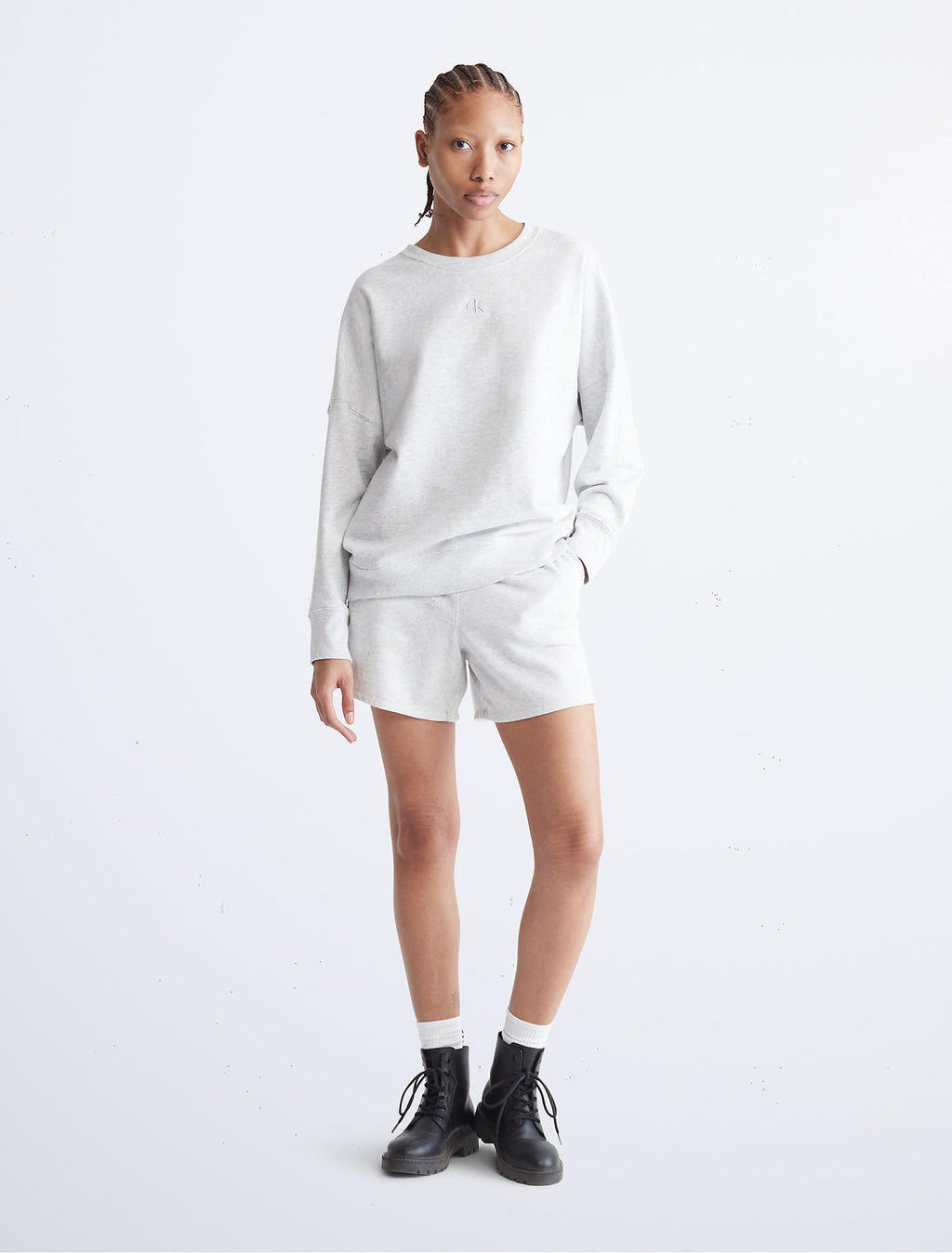 Calvin Klein Oversized Fit Monogram Logo Crewneck Sweatshirt - Women