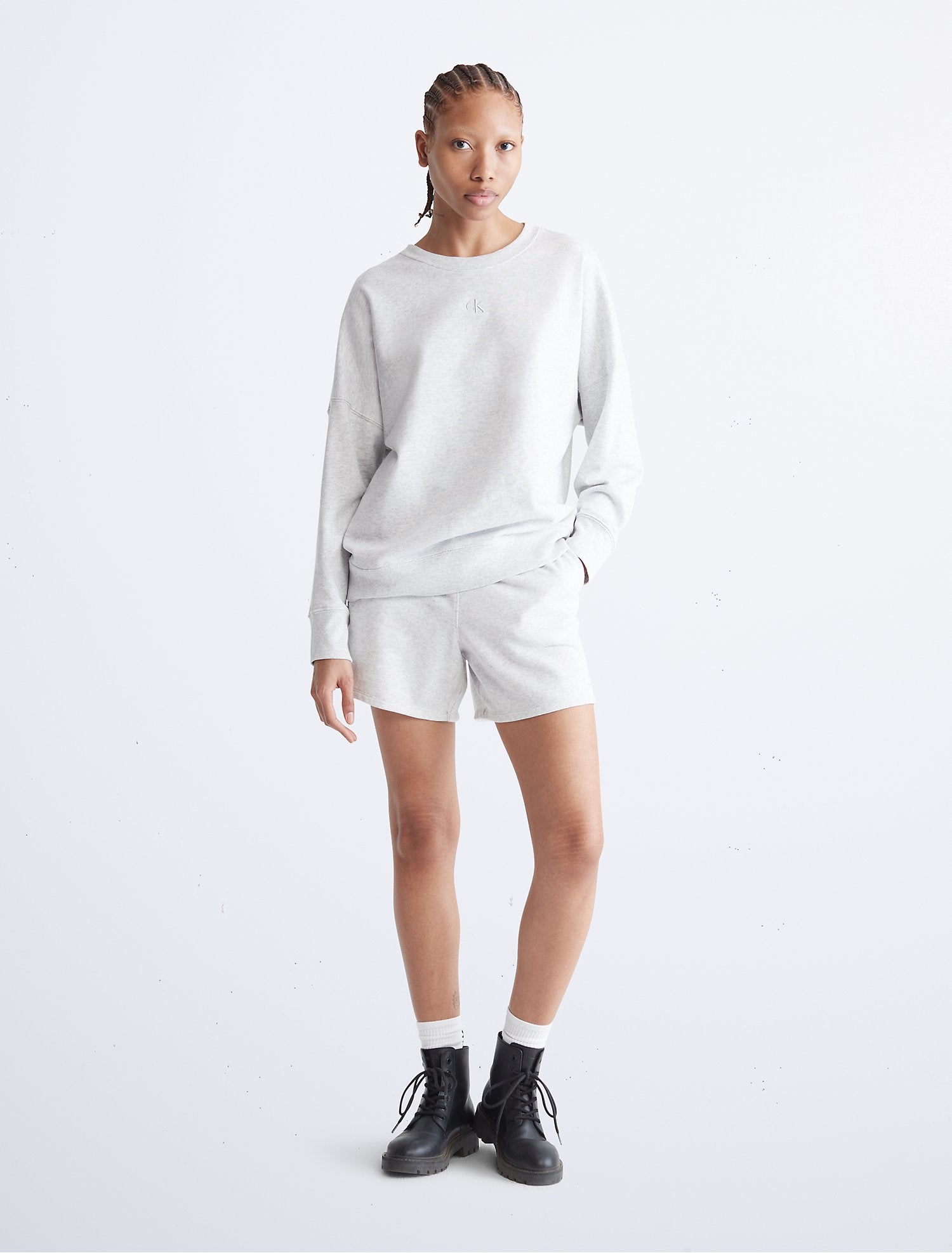 Calvin Klein Oversized Fit Monogram Logo Crewneck Sweatshirt - Women
