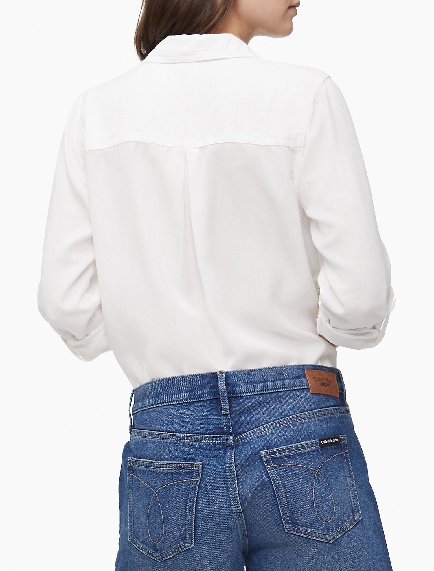 Calvin Klein Solid Button-Down Patch Pocket Shirt - Women