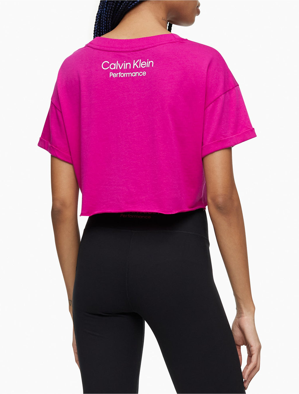 Calvin Klein Performance Logo Rolled Cuff Crop T-Shirt Women