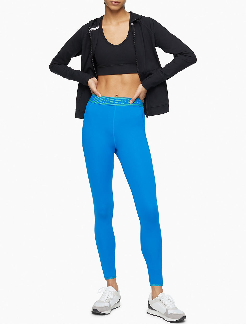 Calvin Klein Performance Striped Logo Mesh 7/8 Leggings - Women