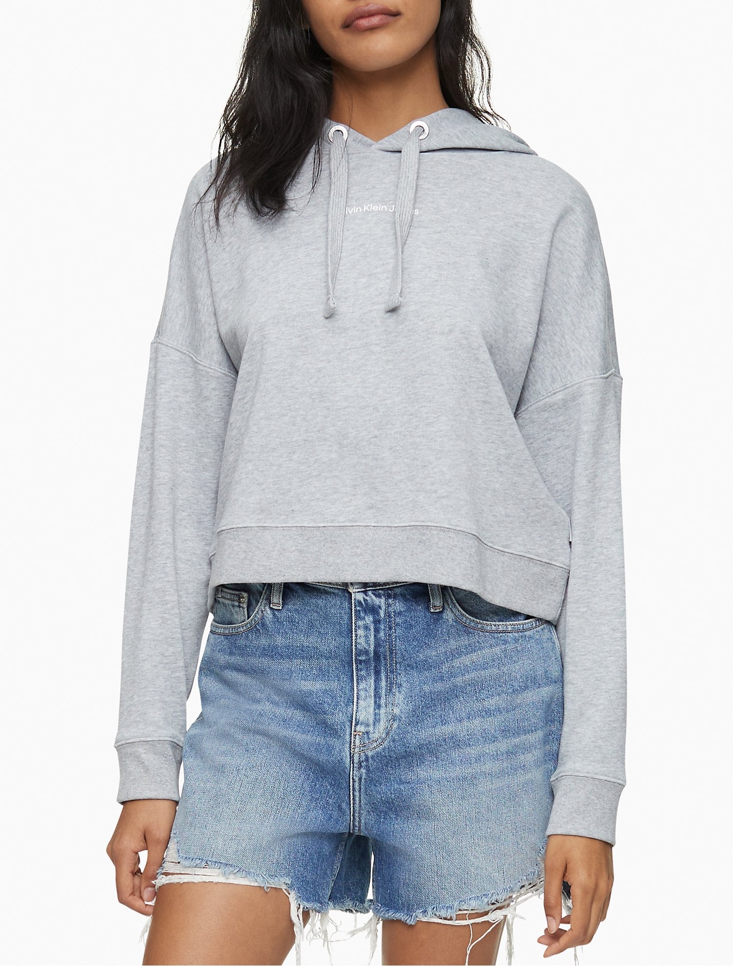Calvin Klein Women Hoodies + Sweatshirts Pearl Grey Heather- Oshoplin