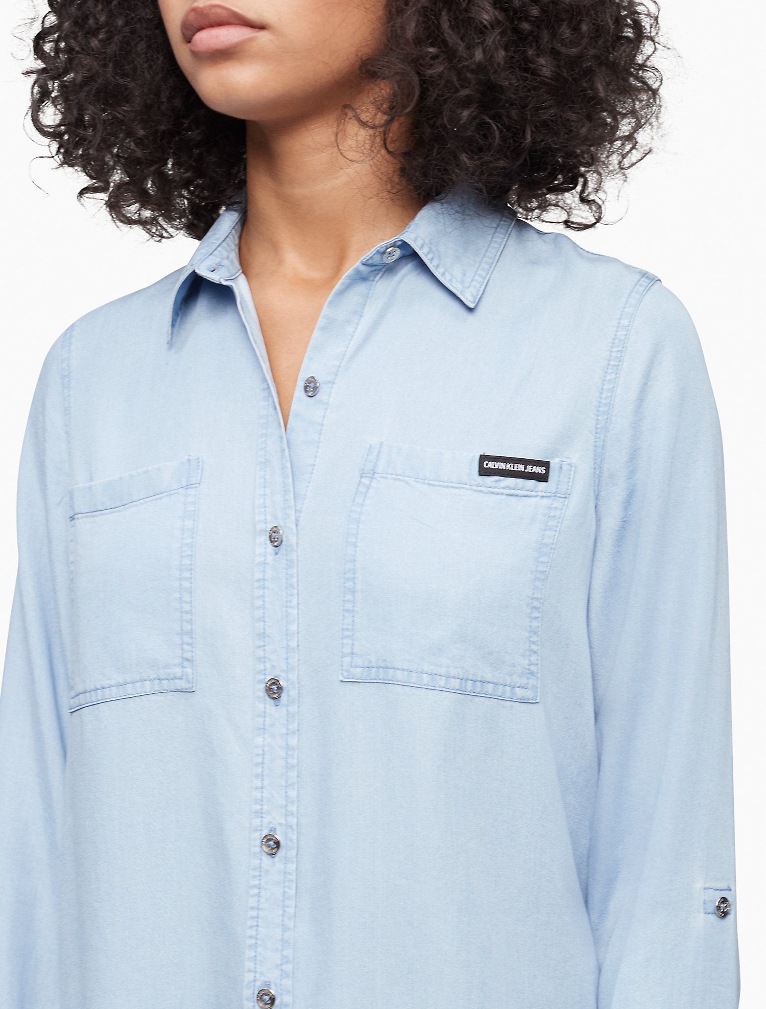 Calvin klein women's button down clearance shirt