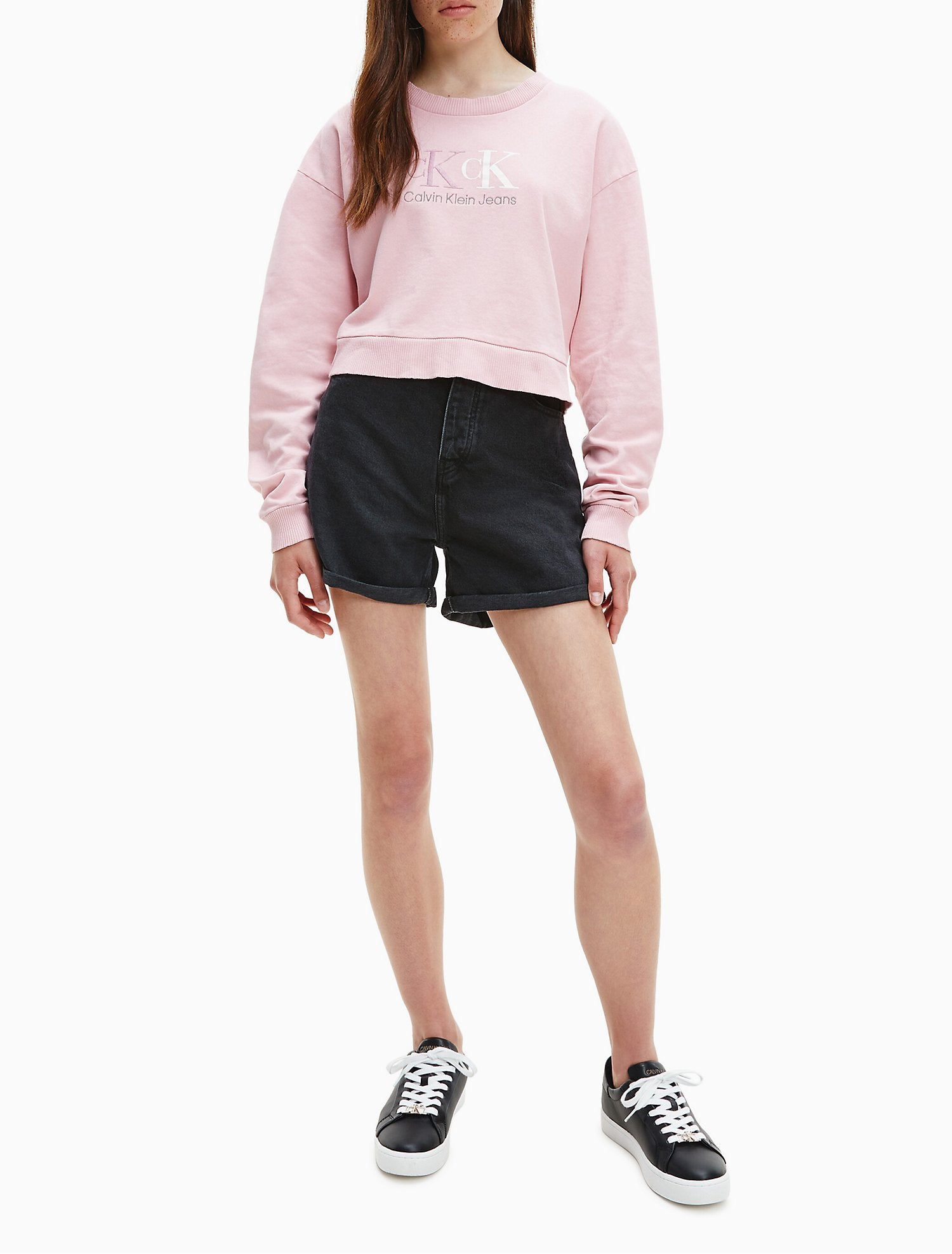 Calvin Klein 90'S Recycled Double Monogram Cropped Sweatshirt - Women