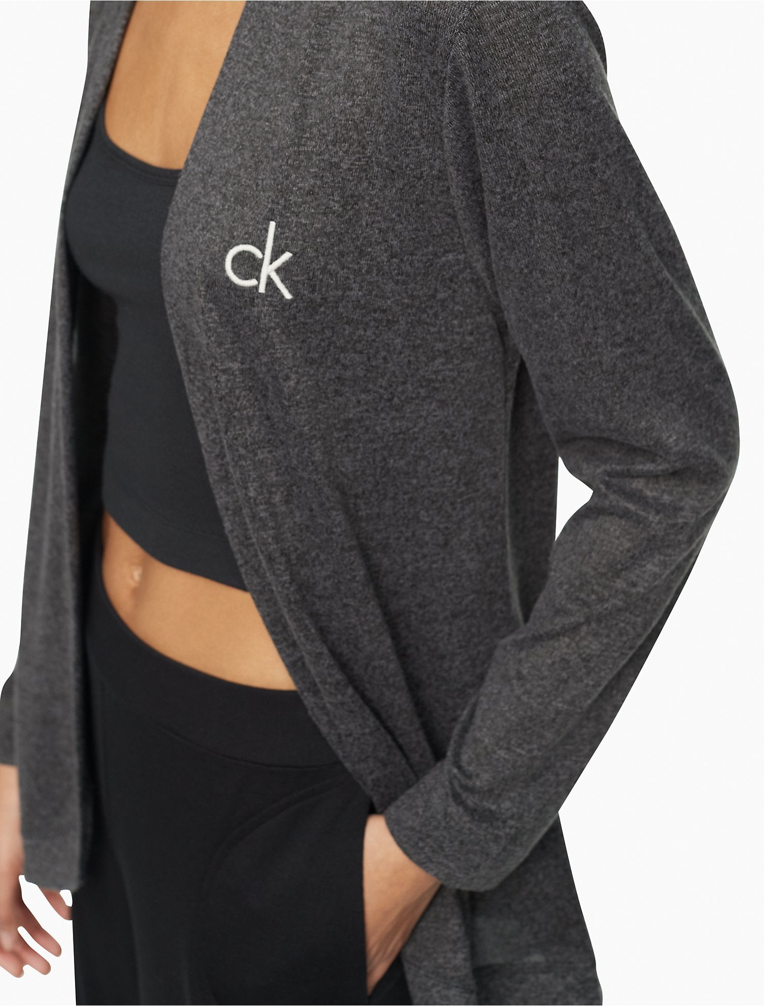 Calvin Klein Aurora Comfort CK Logo Open Front Cardigan - Women