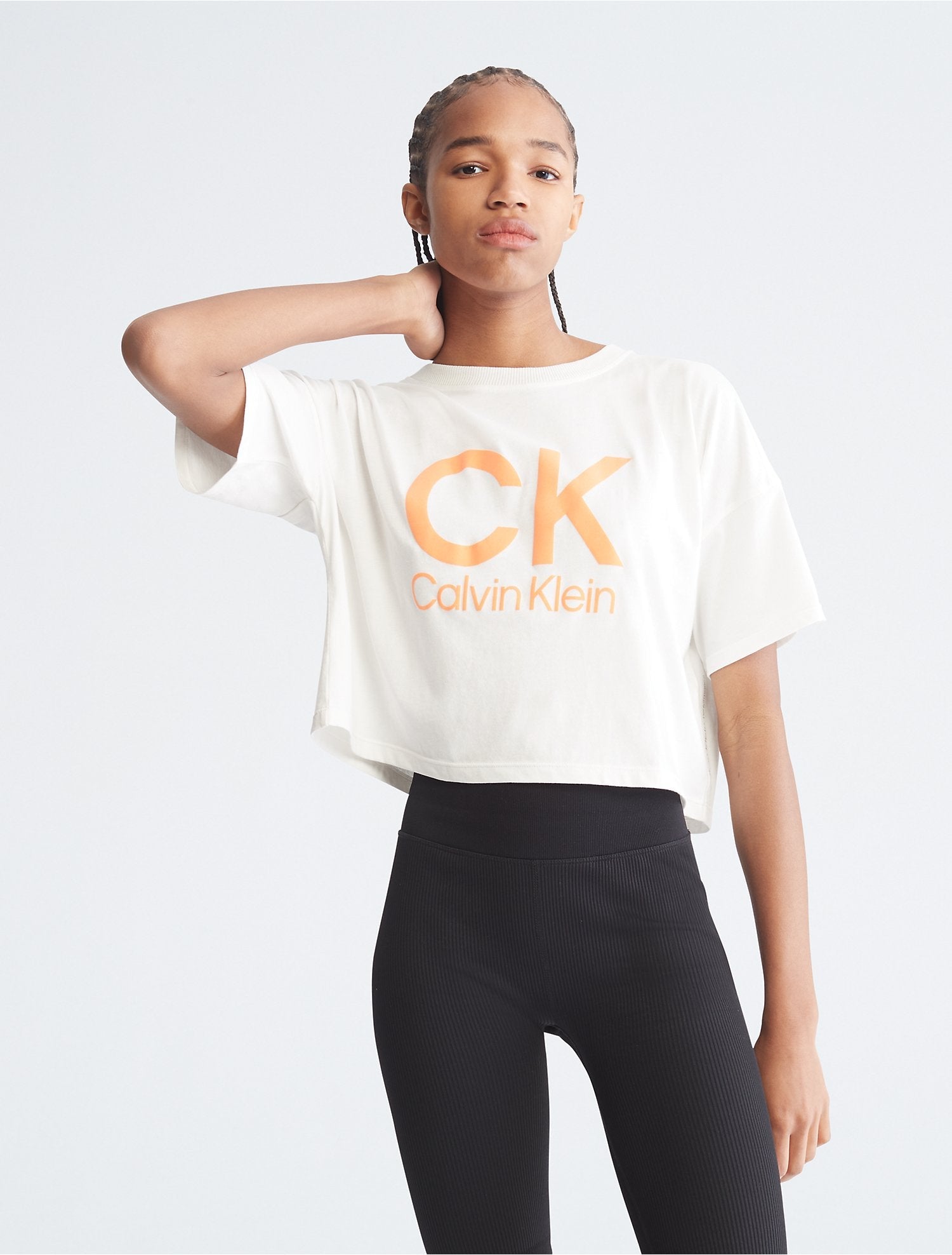 Calvin Klein Women T-Shirts Porcelain/Creamsicle- Oshoplin