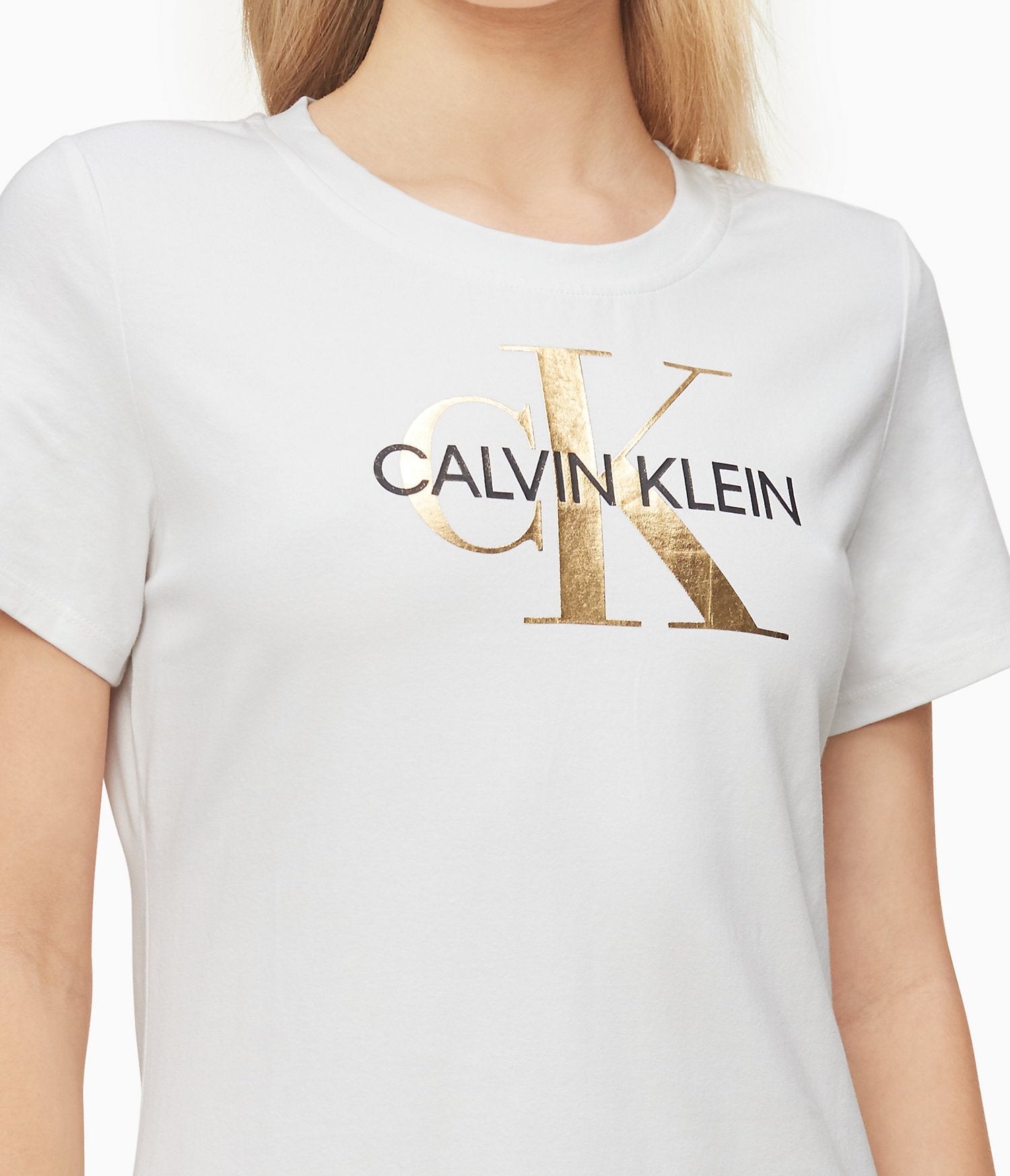 Calvin Klein Metallic Monogram Logo T-Shirt Dress - Women