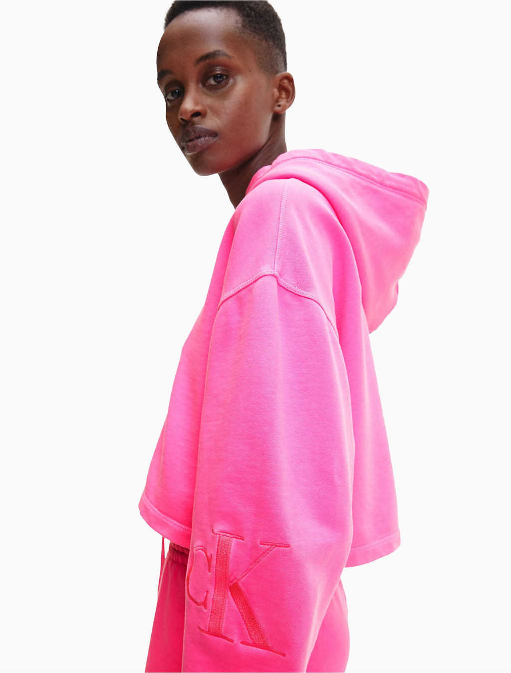 Calvin Klein Oversized Acid Wash Cropped Hoodie - Women