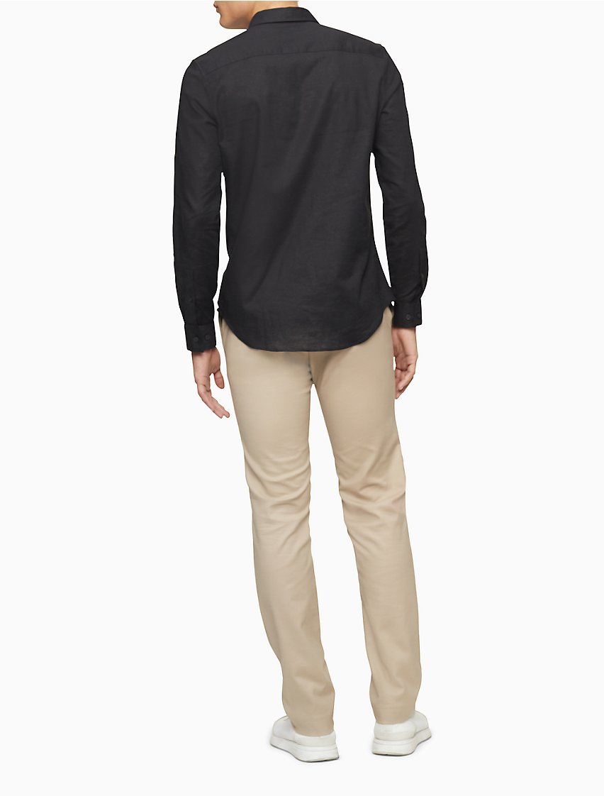 Calvin Klein Stretch Linen Blend Button-Down Shirt - Men