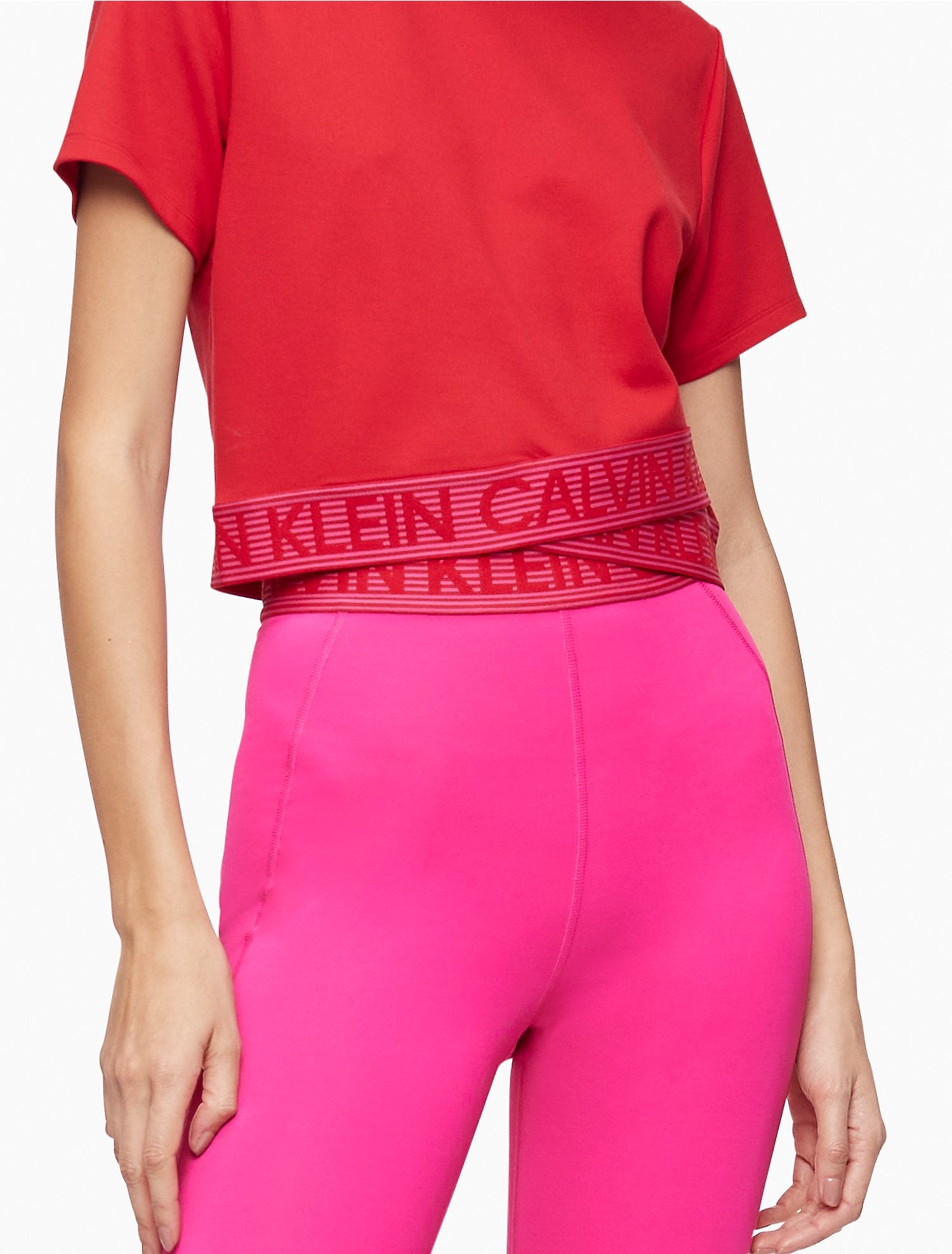 Calvin Klein Performance Striped Logo Cropped T-Shirt - Women