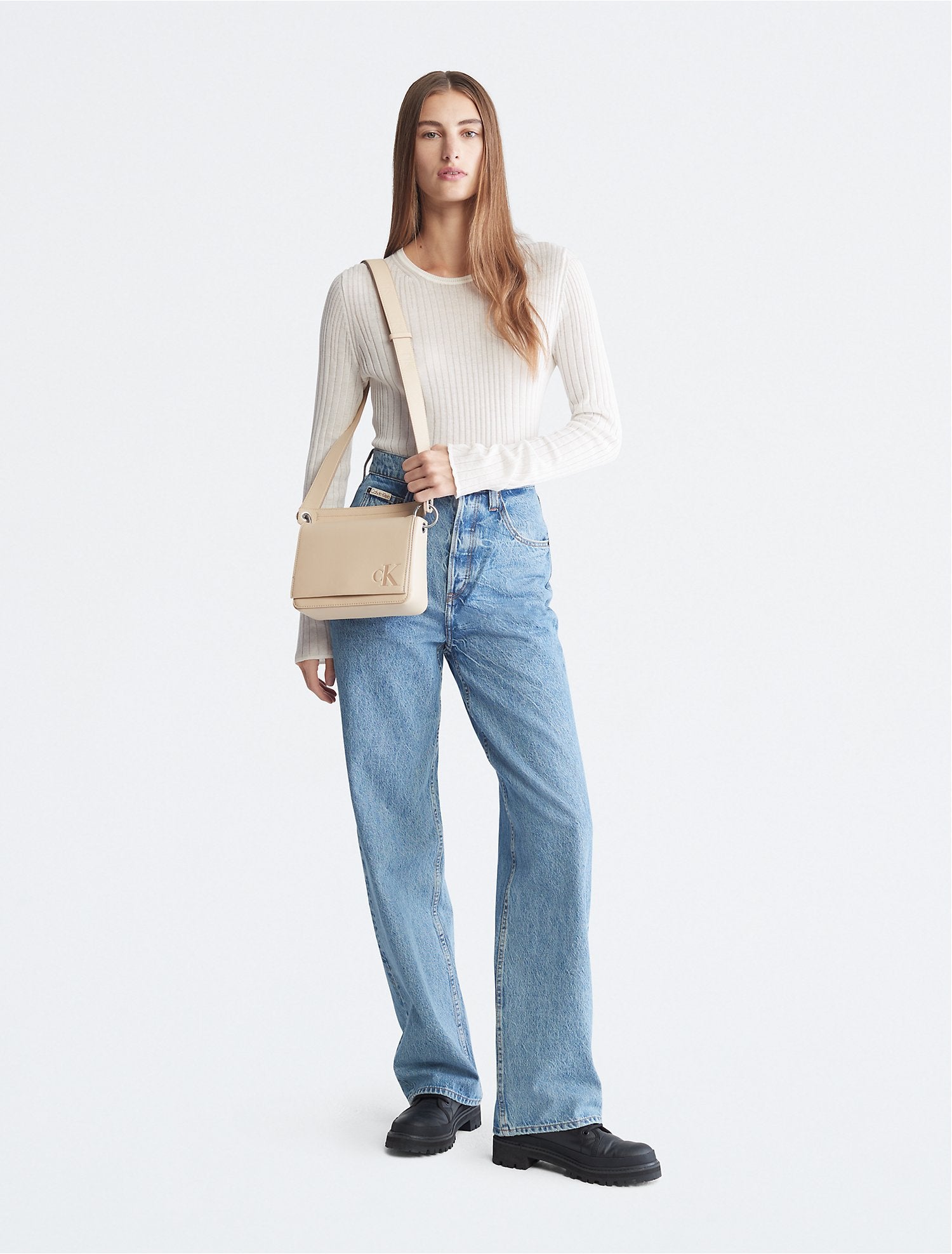 Calvin Klein Sculpted Monogram Top Handle Shoulder Bag - Women