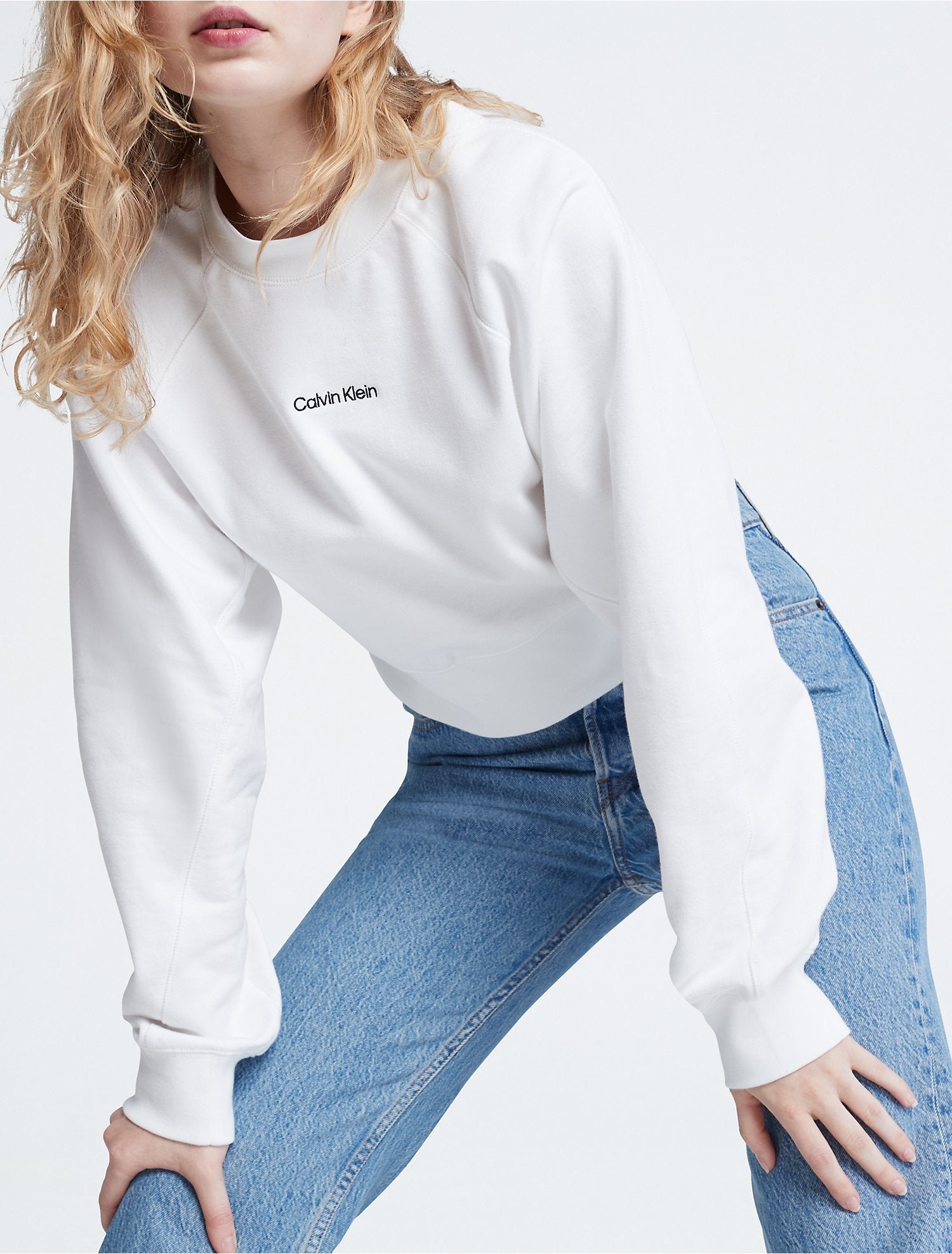 Calvin Klein Standard Logo Cinched Crewneck Sweatshirt - Women