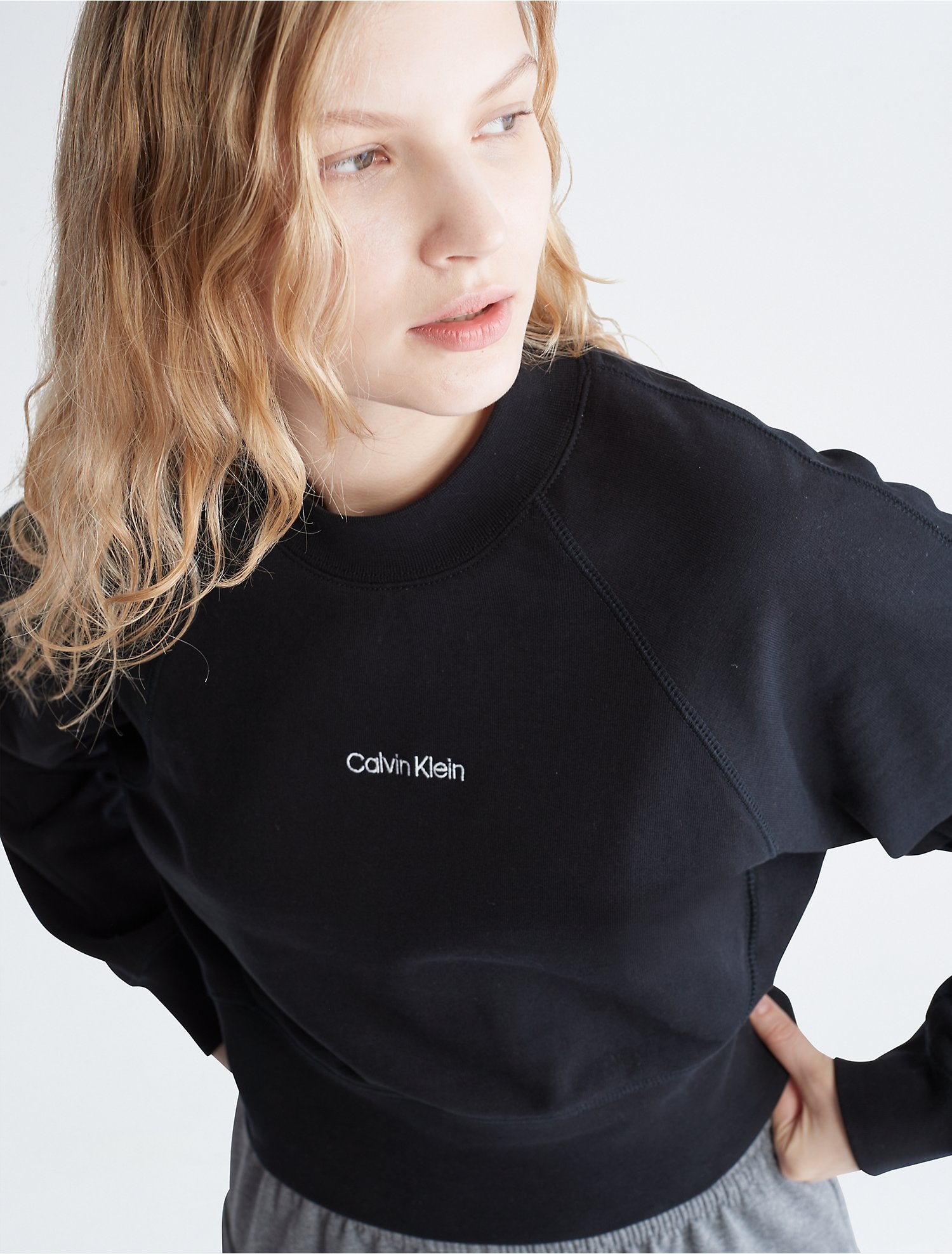 Calvin Klein Standard Logo Cinched Crewneck Sweatshirt - Women