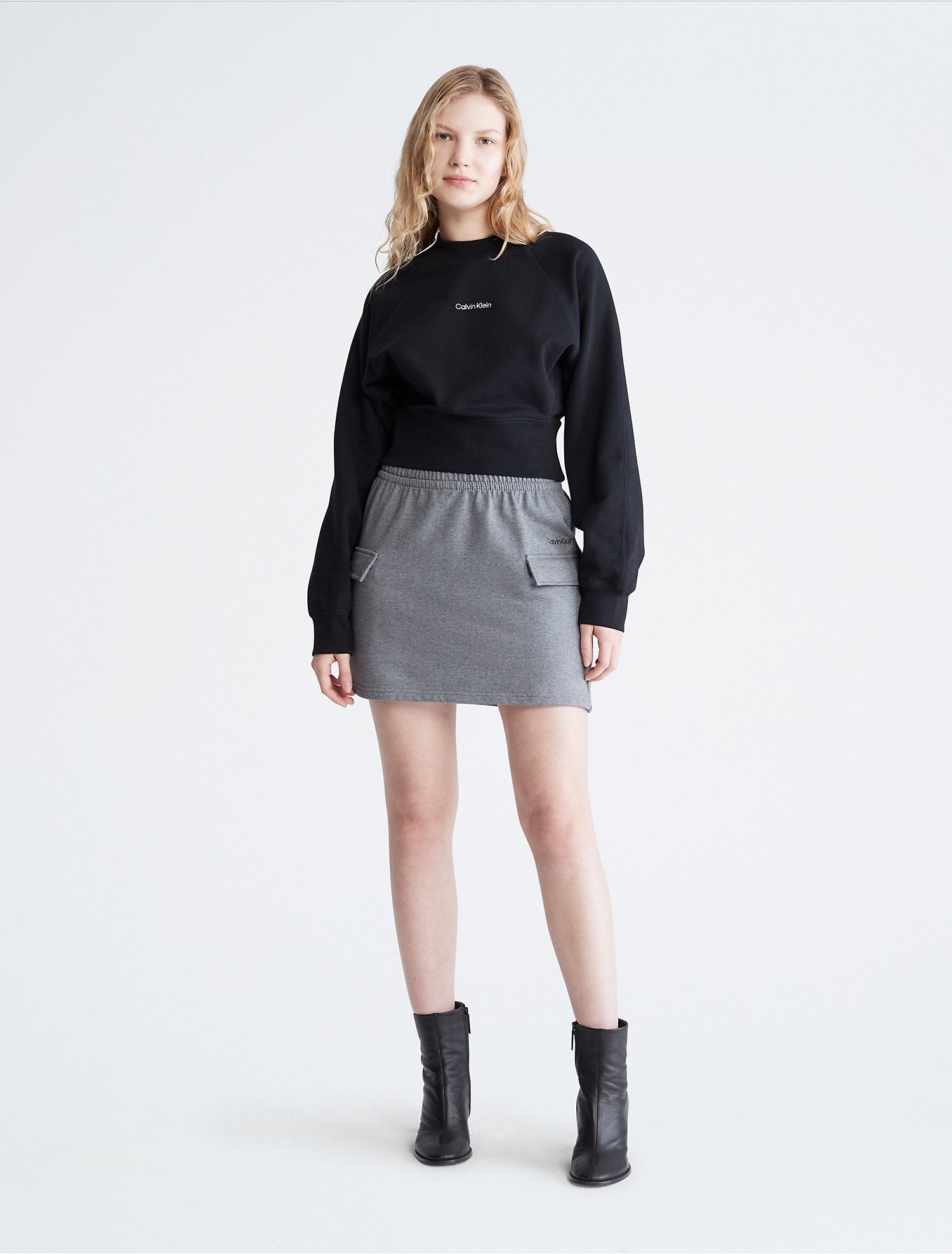 Calvin Klein Standard Logo Cinched Crewneck Sweatshirt - Women