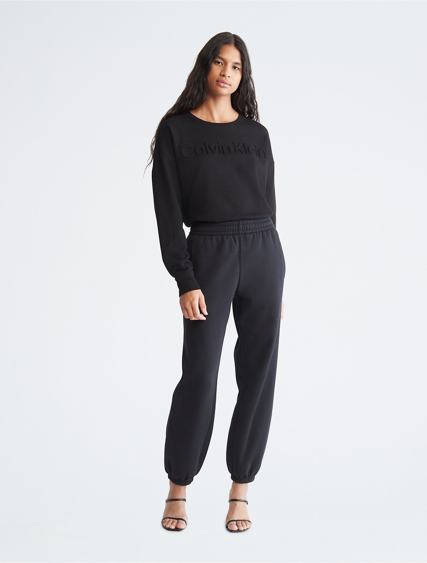 Calvin Klein Oversized Embossed Logo Crewneck Sweatshirt - Women