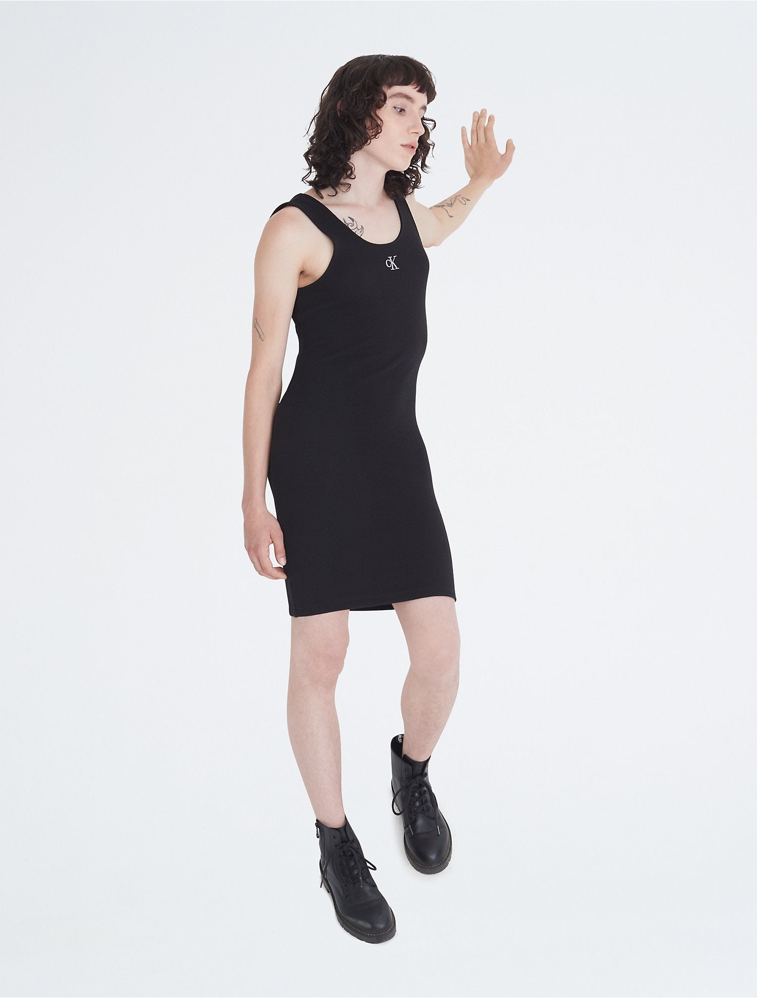 Calvin Klein Slub Ribbed Strappy Mini Dress - Women