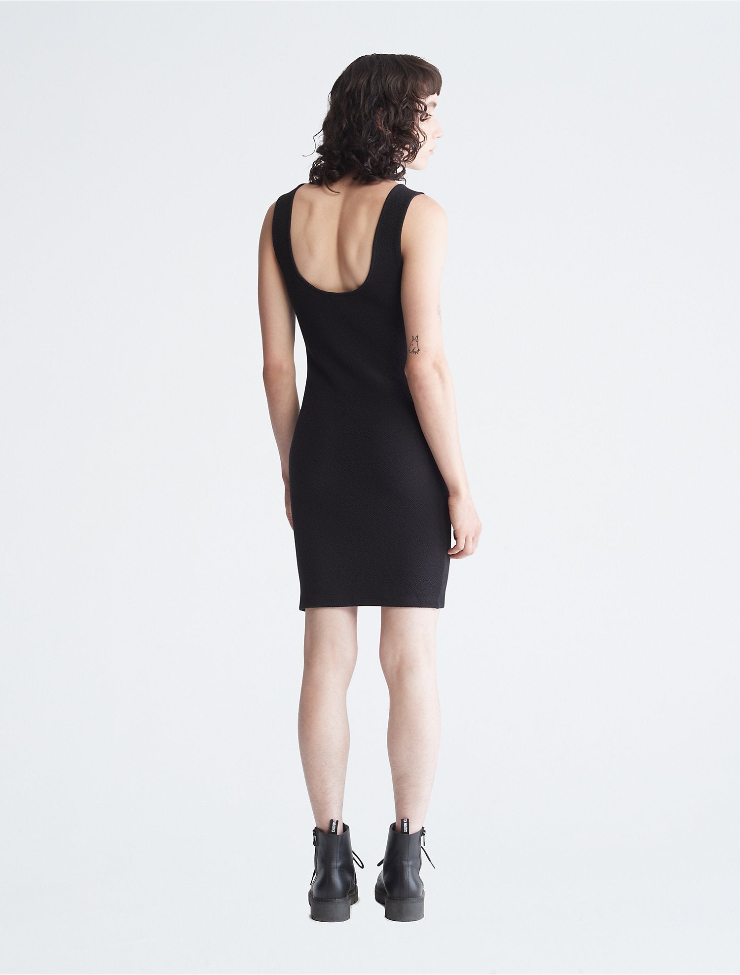 Calvin Klein Slub Ribbed Strappy Mini Dress - Women