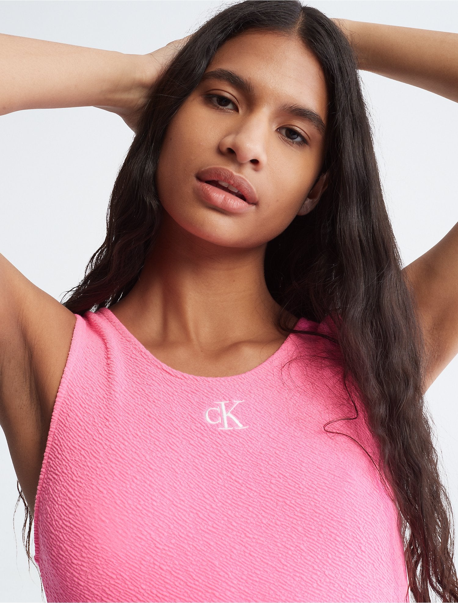 Calvin Klein Slub Ribbed Strappy Mini Dress - Women