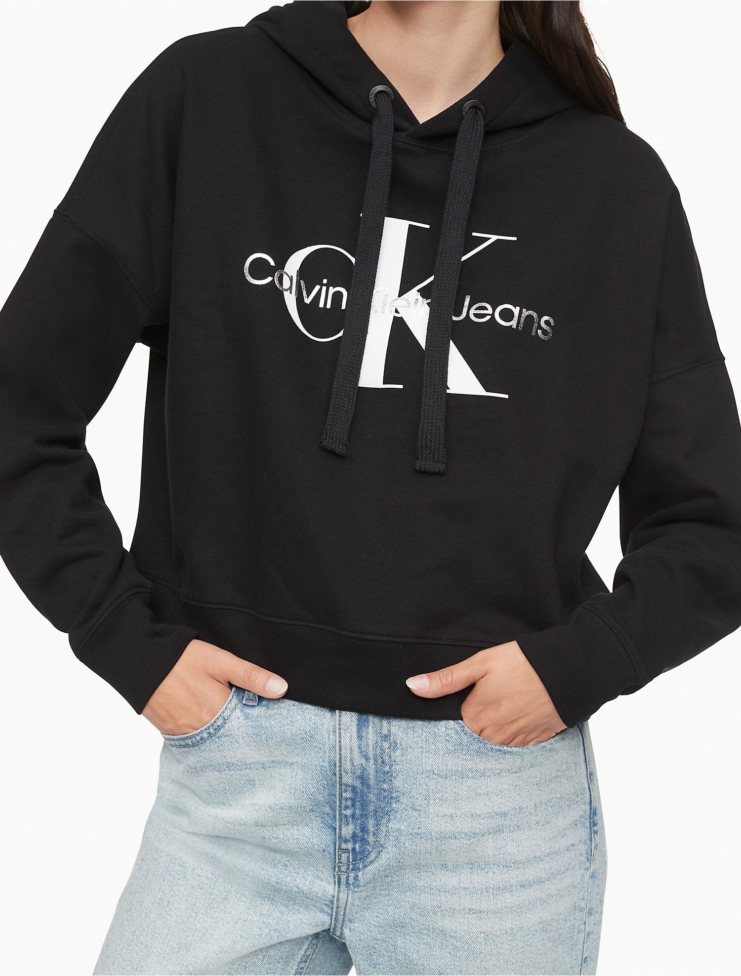 Calvin Klein Monogram Logo Cropped Hoodie - Women