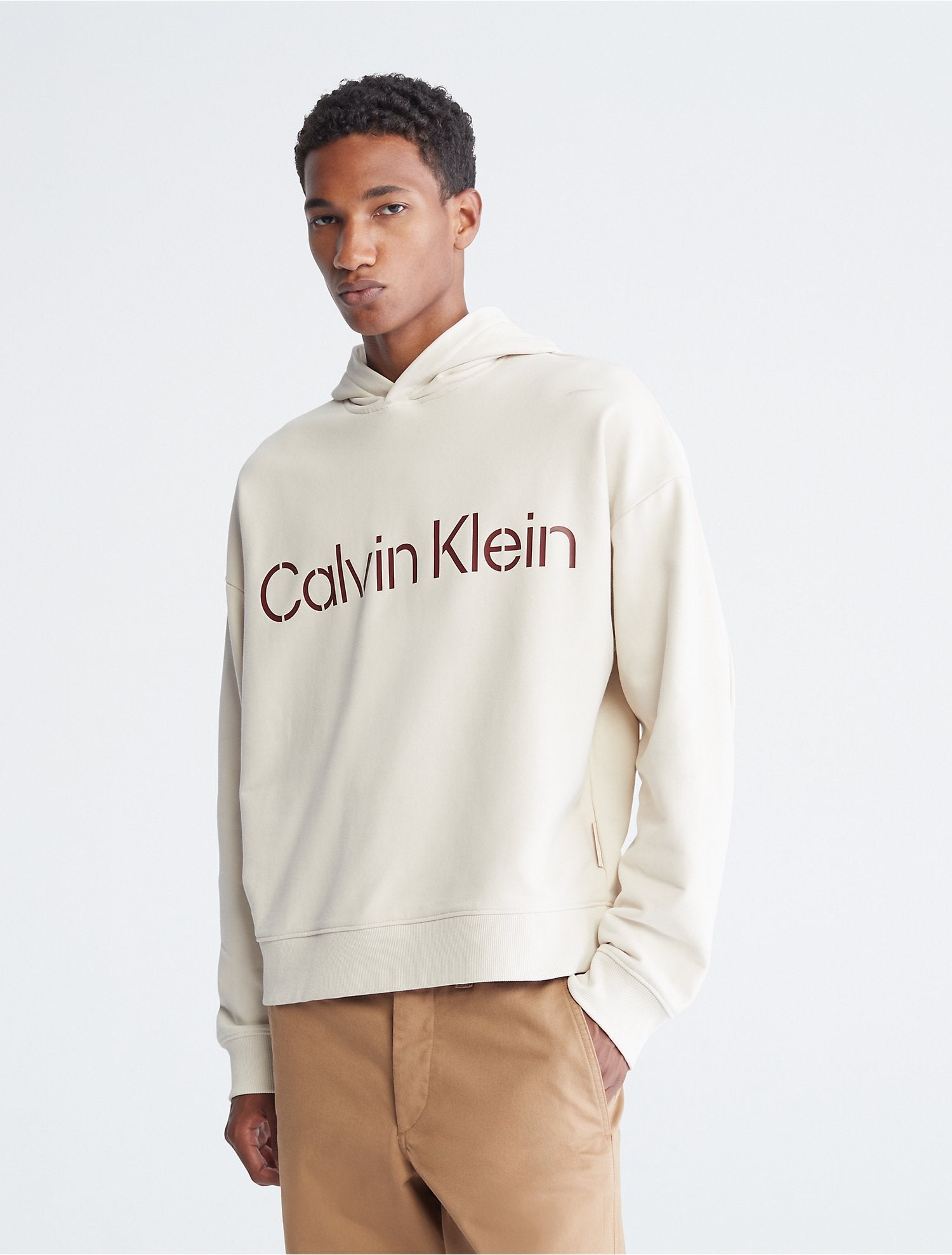 Calvin Klein Khakis Relaxed Fit Stencil Logo Hoodie - Men