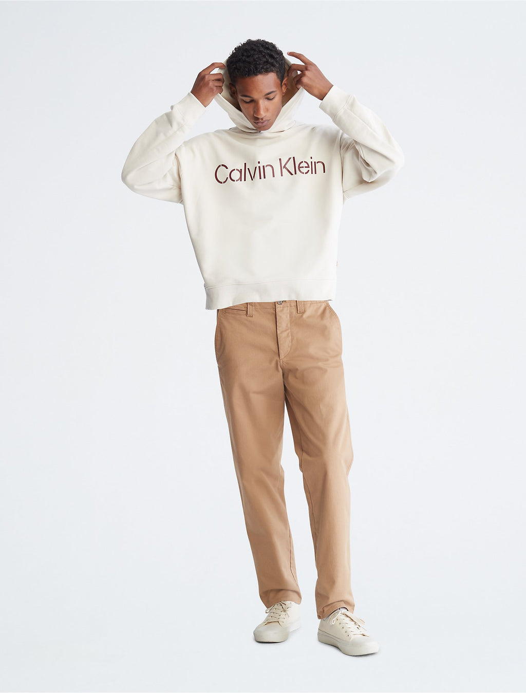 Calvin Klein Khakis Relaxed Fit Stencil Logo Hoodie - Men