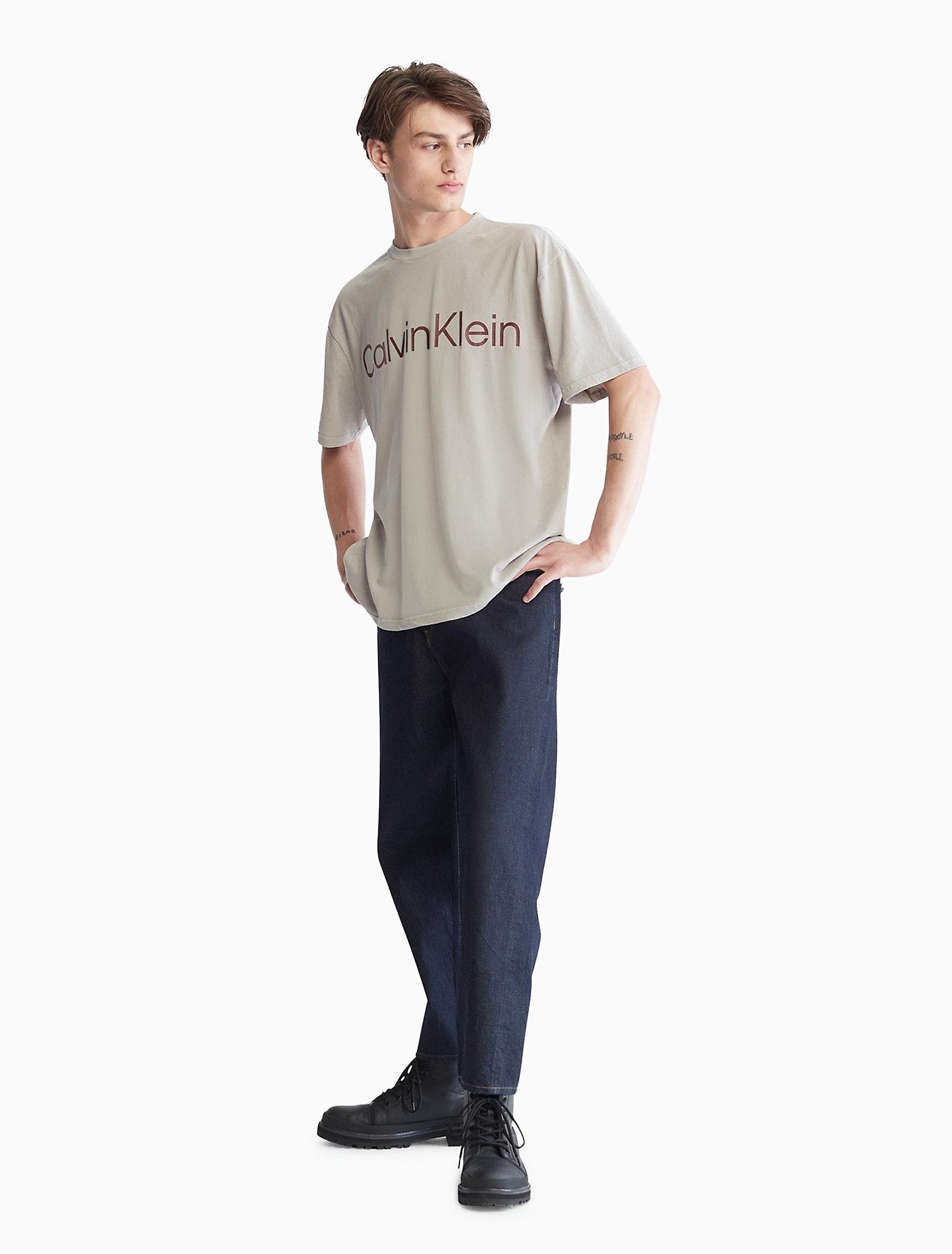 Calvin Klein Naturals Relaxed Fit Tea Dye Logo TShirt - Men