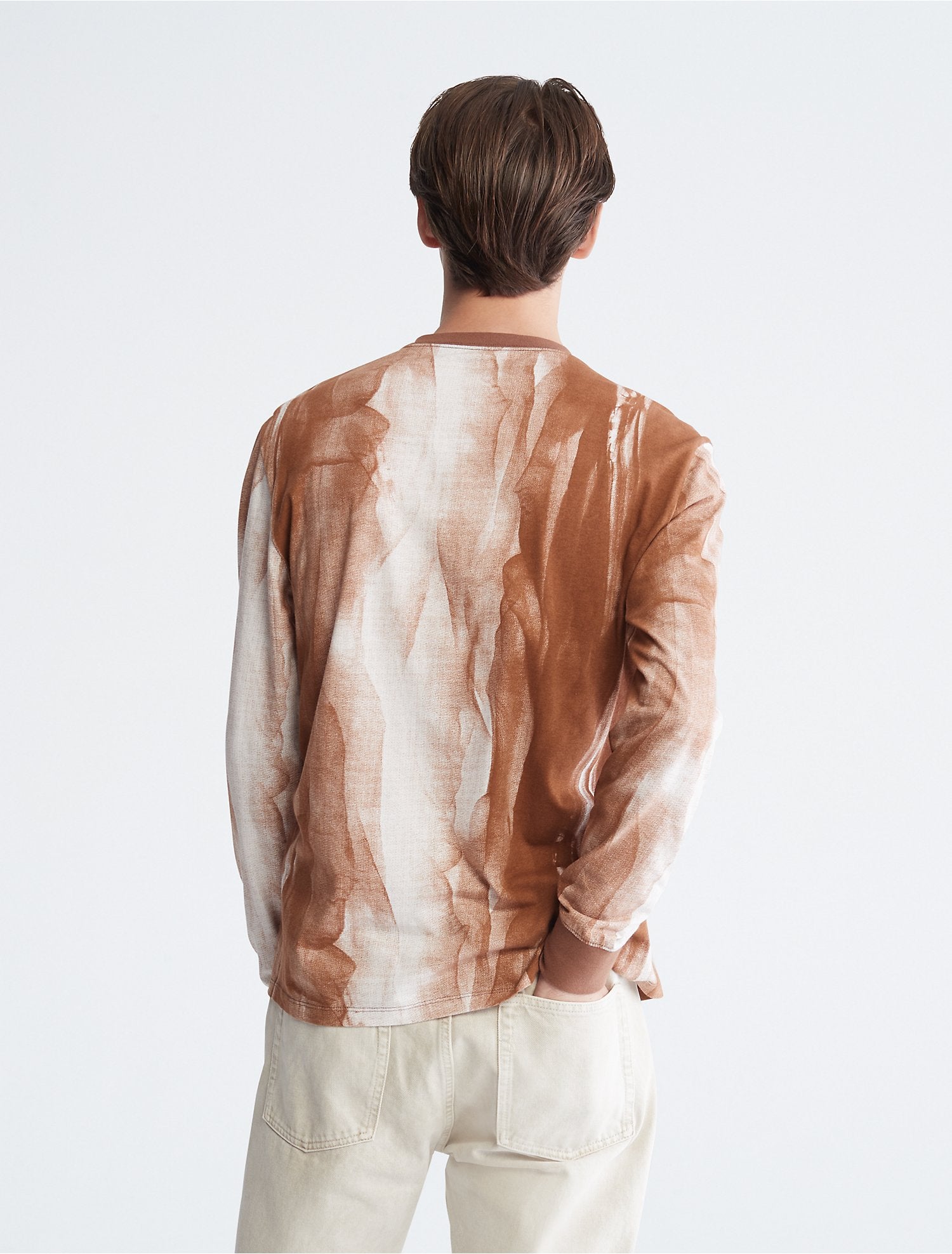 Calvin Klein Naturals Printed Crewneck Long Sleeve Tee - Men