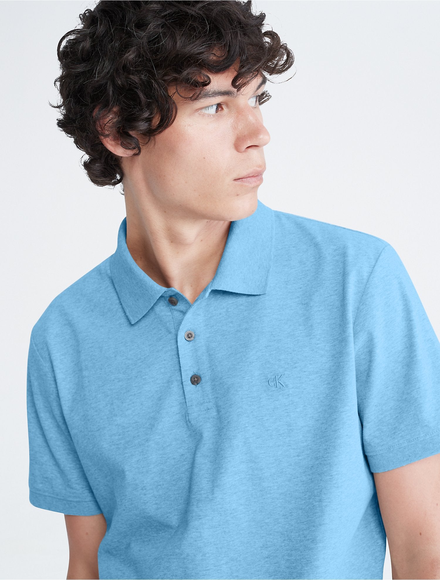 Calvin Klein Smooth Cotton Monogram Logo Polo Shirt - Men