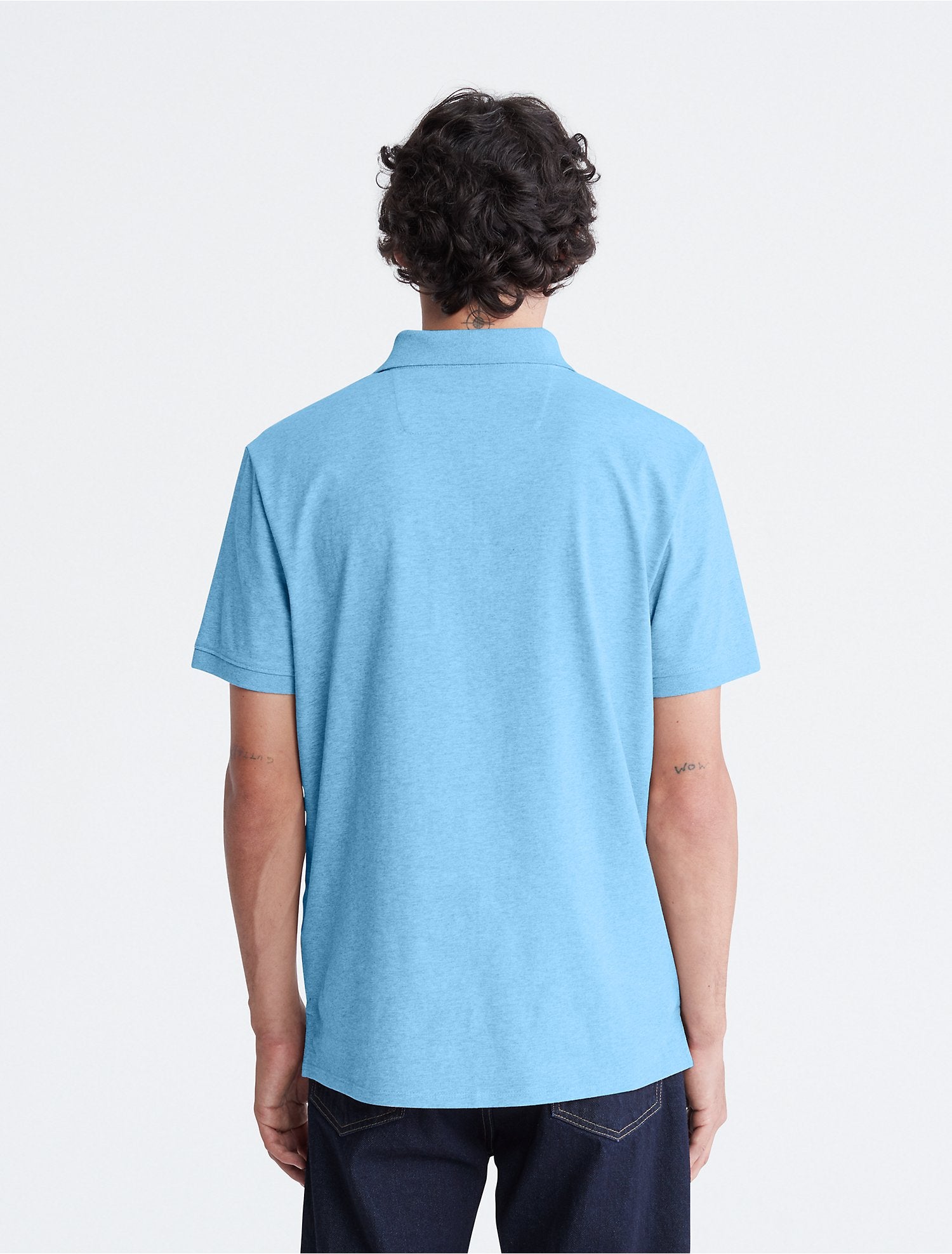 Calvin Klein Smooth Cotton Monogram Logo Polo Shirt - Men