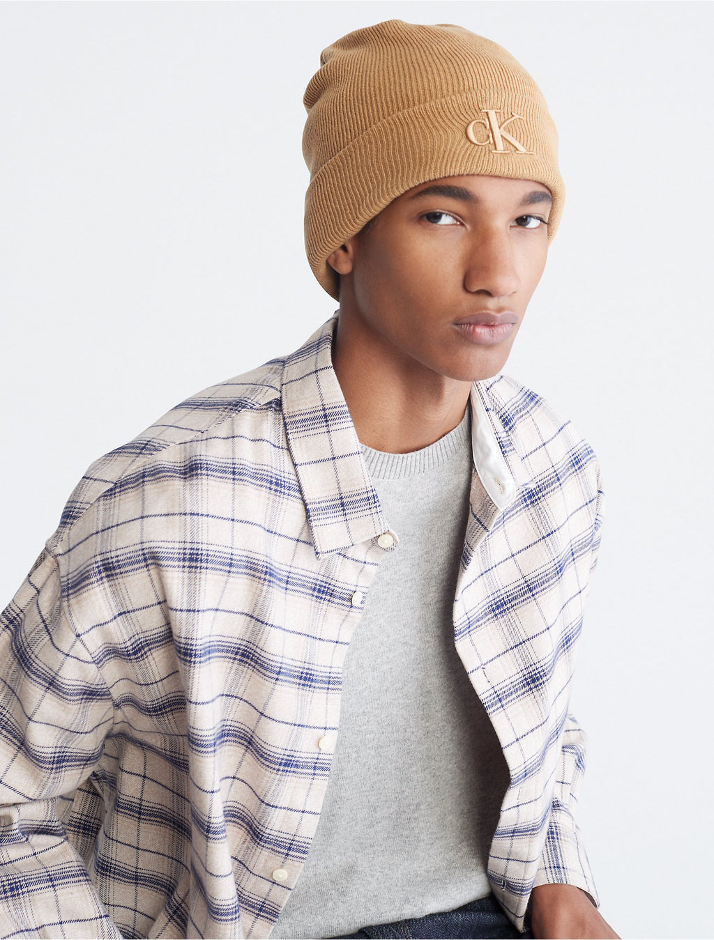 Calvin Klein Monogram Logo Beanie Hat - Men