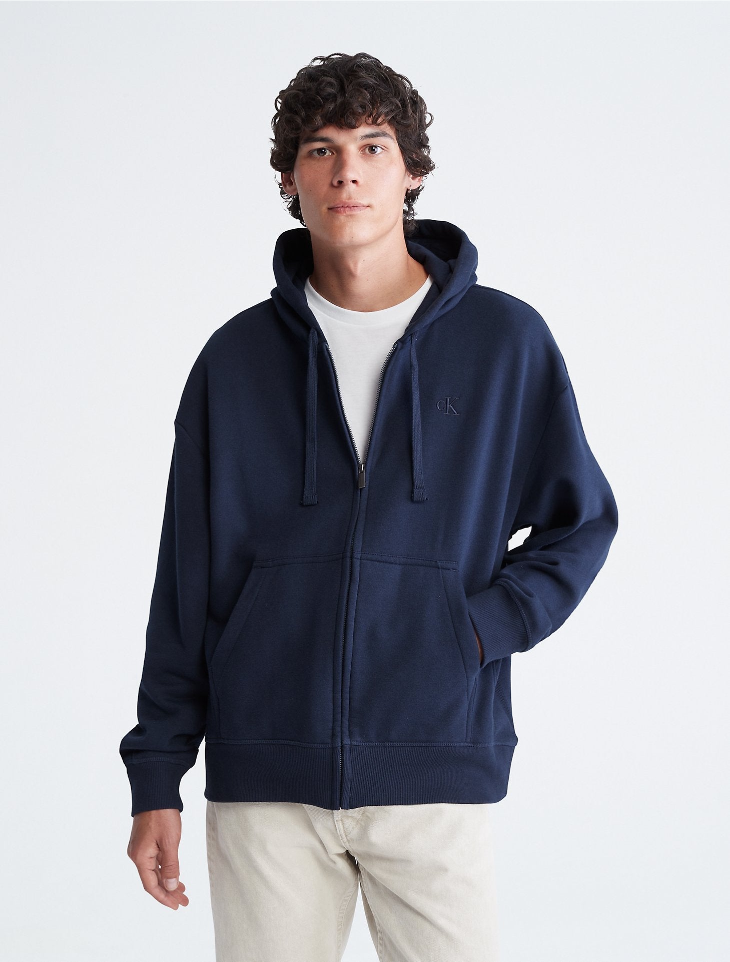 Calvin Klein Relaxed Fit Archive Logo Fleece Full Zip Hoodie - Men