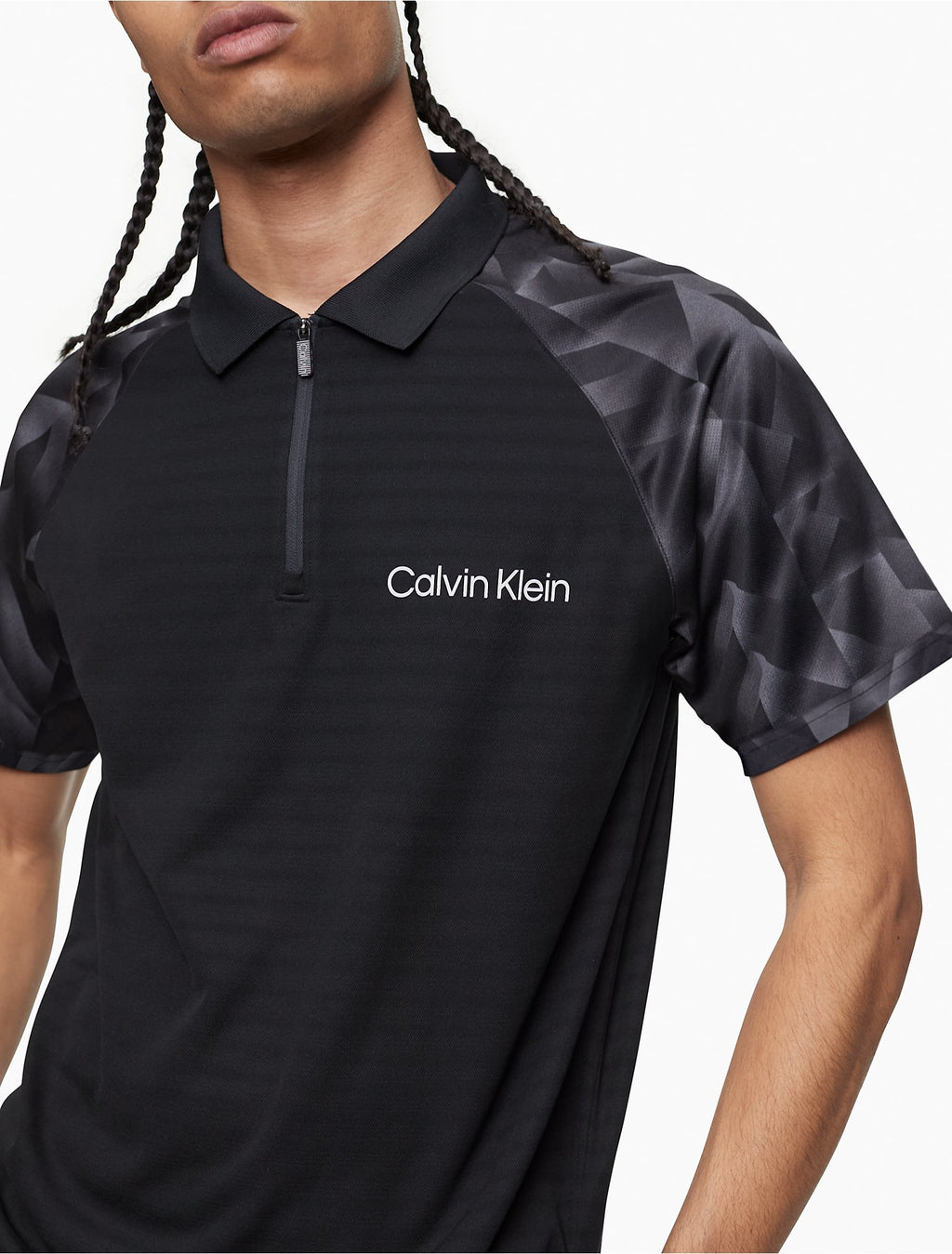 Calvin Klein Performance Printed Zip Polo Shirt - Men