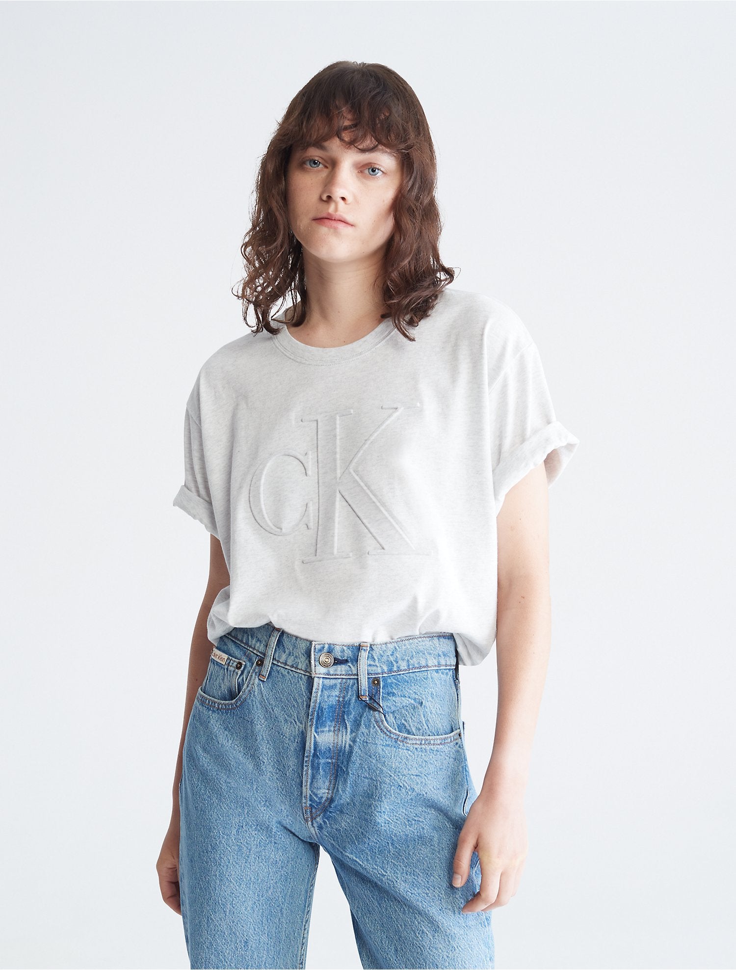 Calvin Klein Embossed Logo Oversized T-Shirt - Women