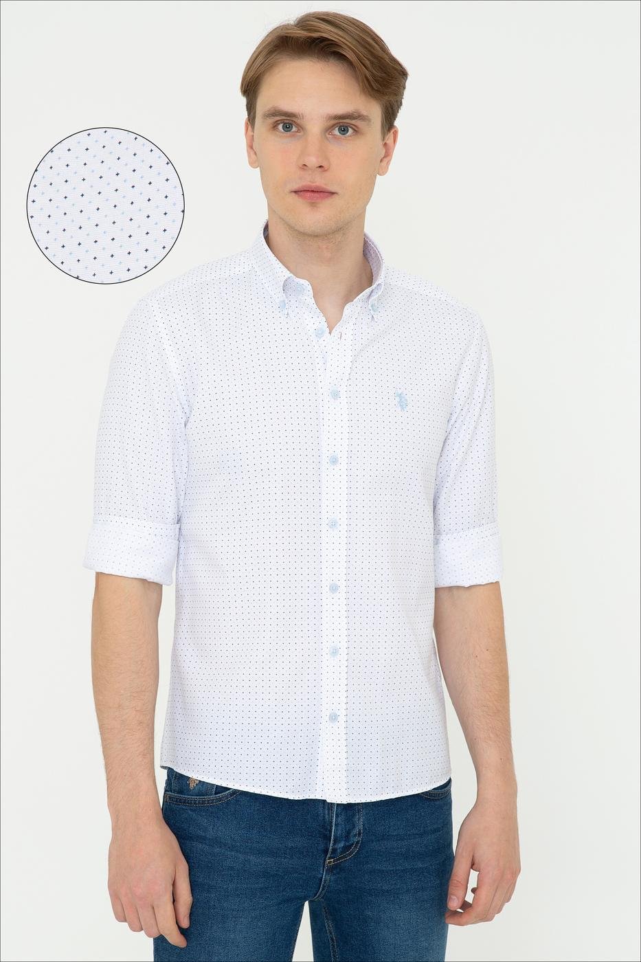 US Polo Assn. Men Shirts White Blue Dots- Oshoplin