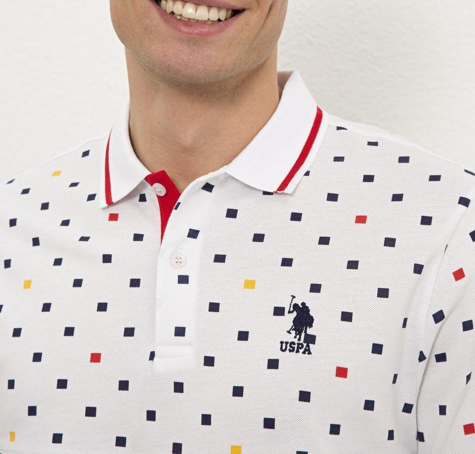US Polo Assn. Fashion Square Print Small Logo Polo Shirt - Men