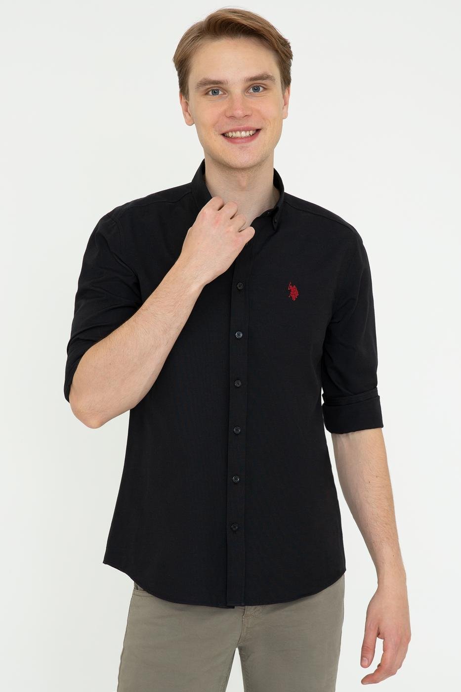 US Polo Assn. Men Shirts Black- Oshoplin