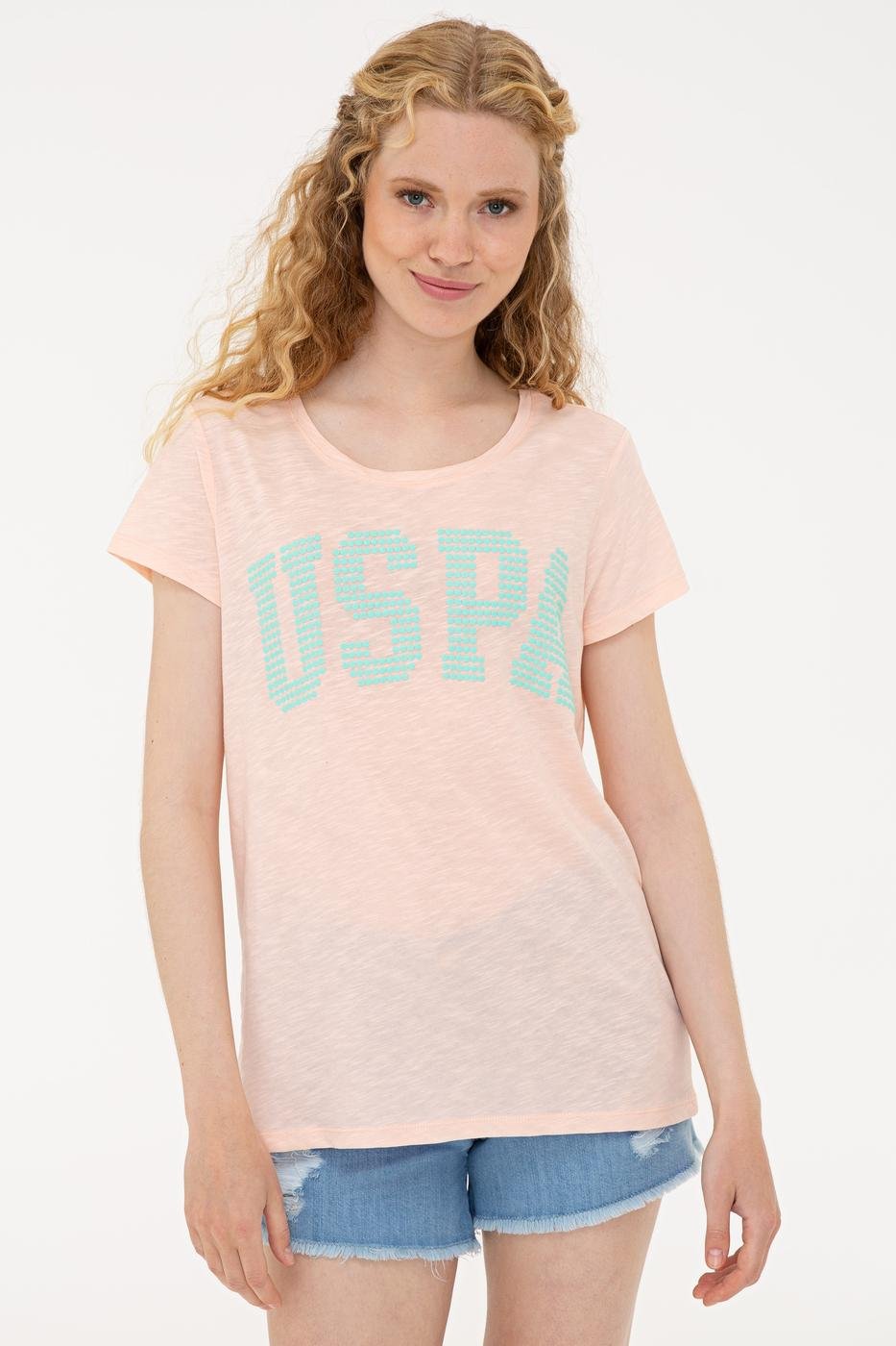 US Polo Assn. Women T-Shirts Light Orange- Oshoplin