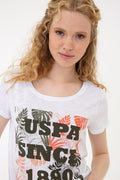 US Polo Assn. Crew Neck T-Shirt USPA Green Print - Women