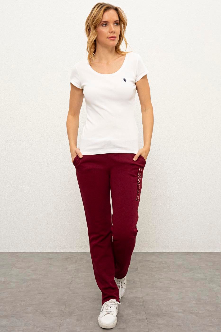 US Polo Assn. Women Pants Maroon- Oshoplin