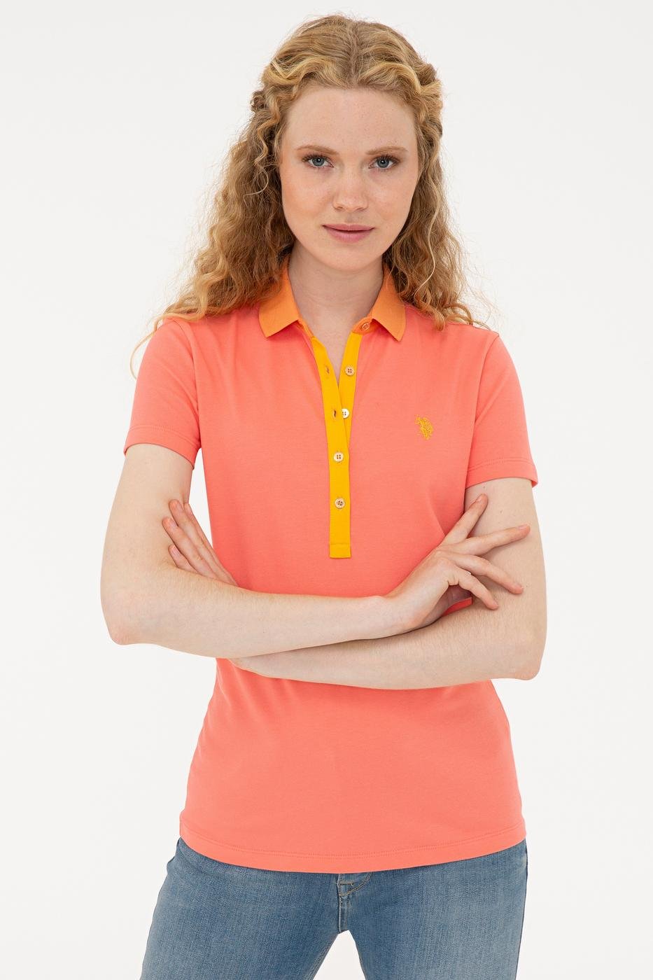 US Polo Assn. Women Polo Shirts Light Orange- Oshoplin