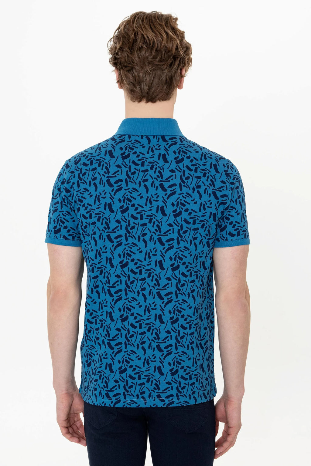 US Polo Assn. Printed Line Pattern Polo Neck T-Shirt - Men